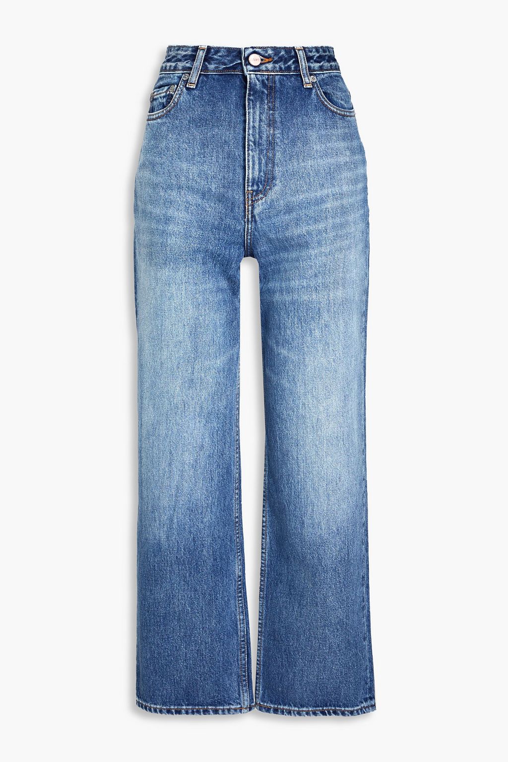 GANNI ハイライズ ストレートレッグジーンズ 色あせ加工 | THE OUTNET 