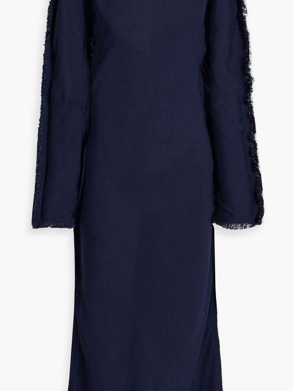 frayed crepe midi dress