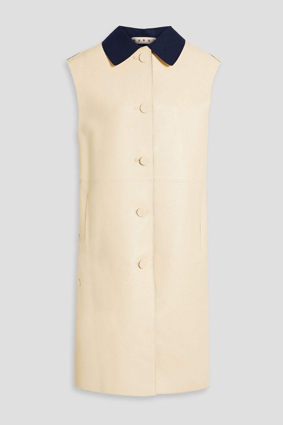 Marni Felt-trimmed Leather Vest In Cream