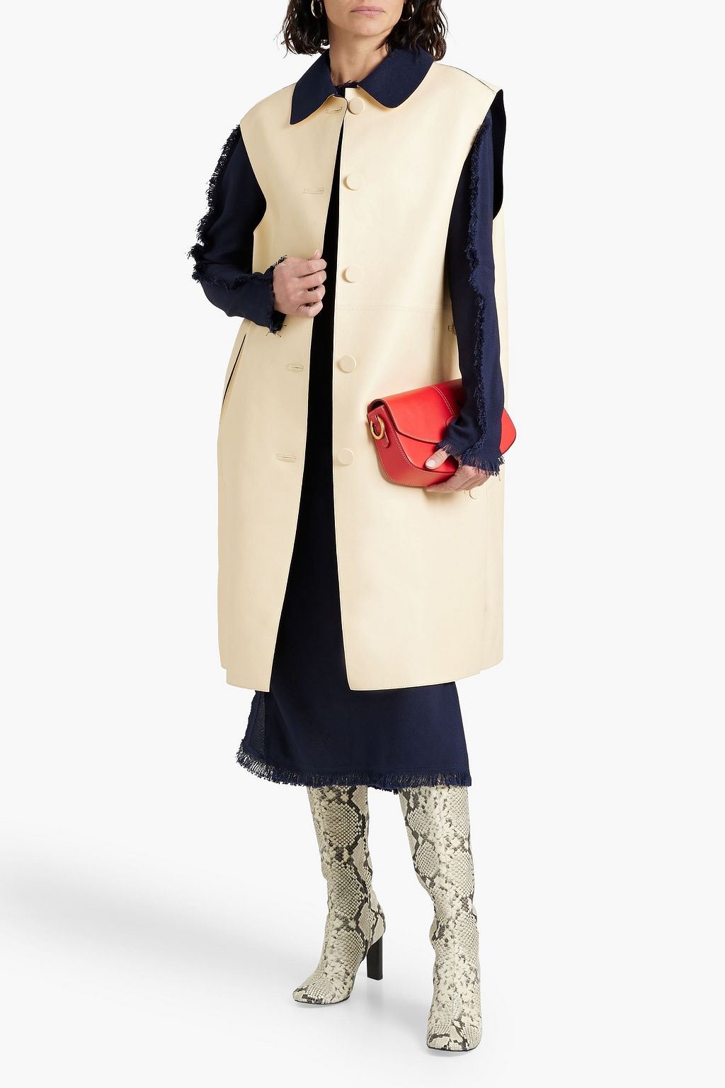MARNI Felt-trimmed leather vest
