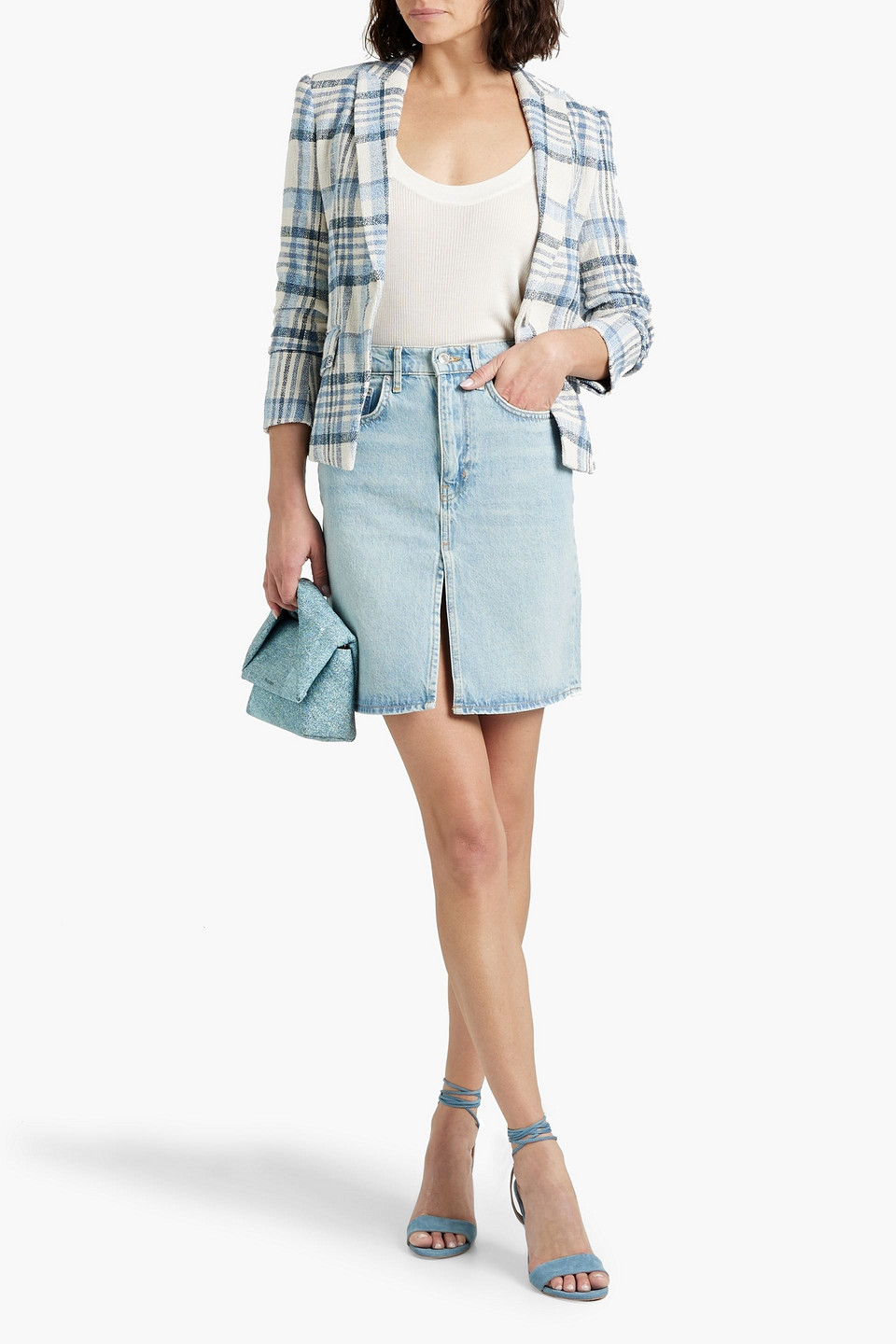 Shop Derek Lam 10 Crosby Juliet Denim Mini Skirt In Blue