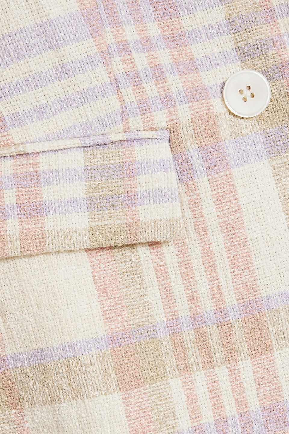 Derek Lam 10 Crosby Kaia Ruched Checked Cotton-blend Tweed Blazer In Lilac