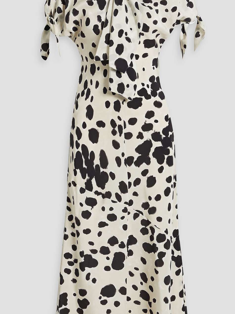 pussy-bow printed silk-crepe midi dress