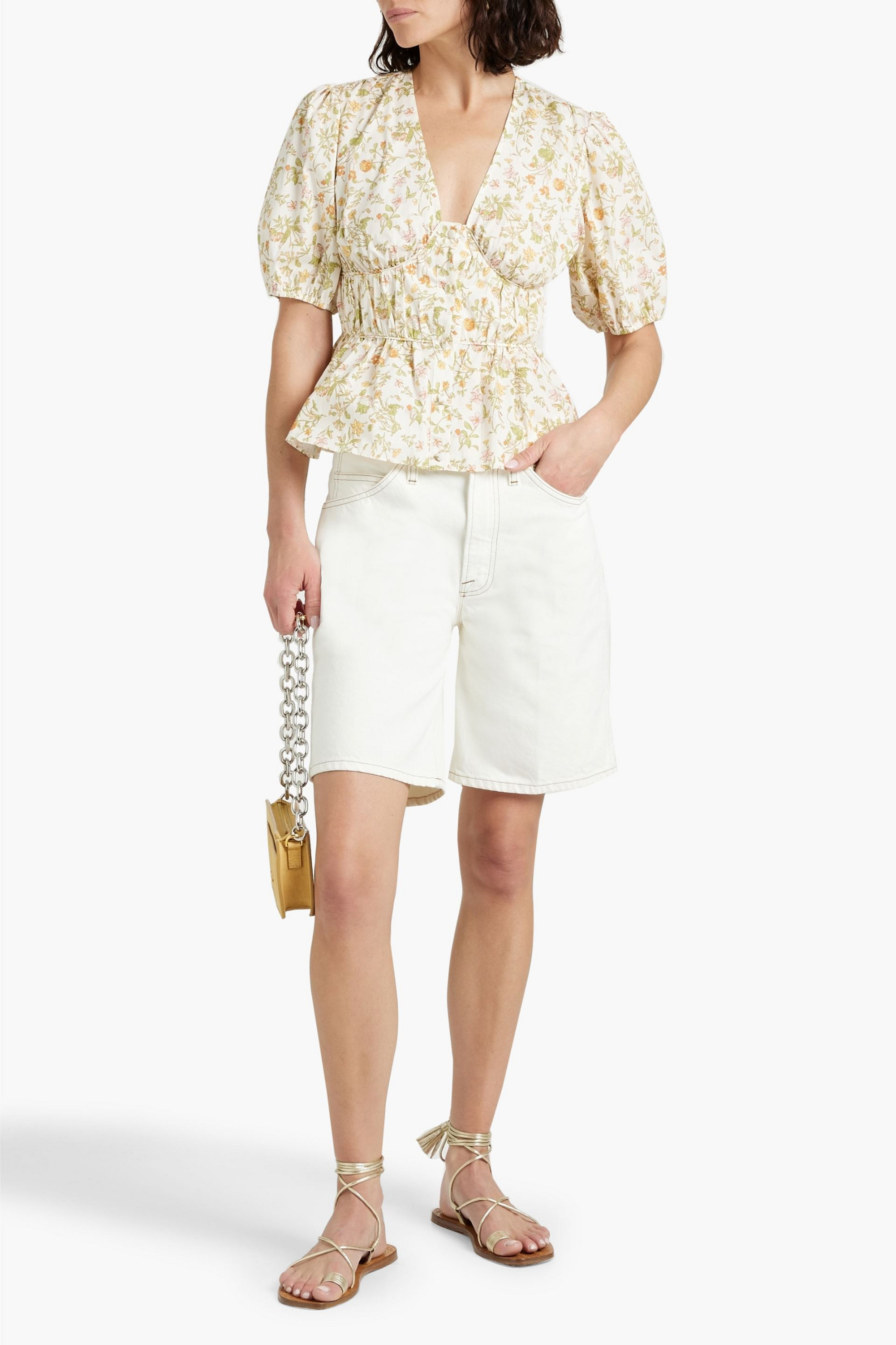 DEREK LAM 10 CROSBY Maureen floral-print cotton-blend poplin top