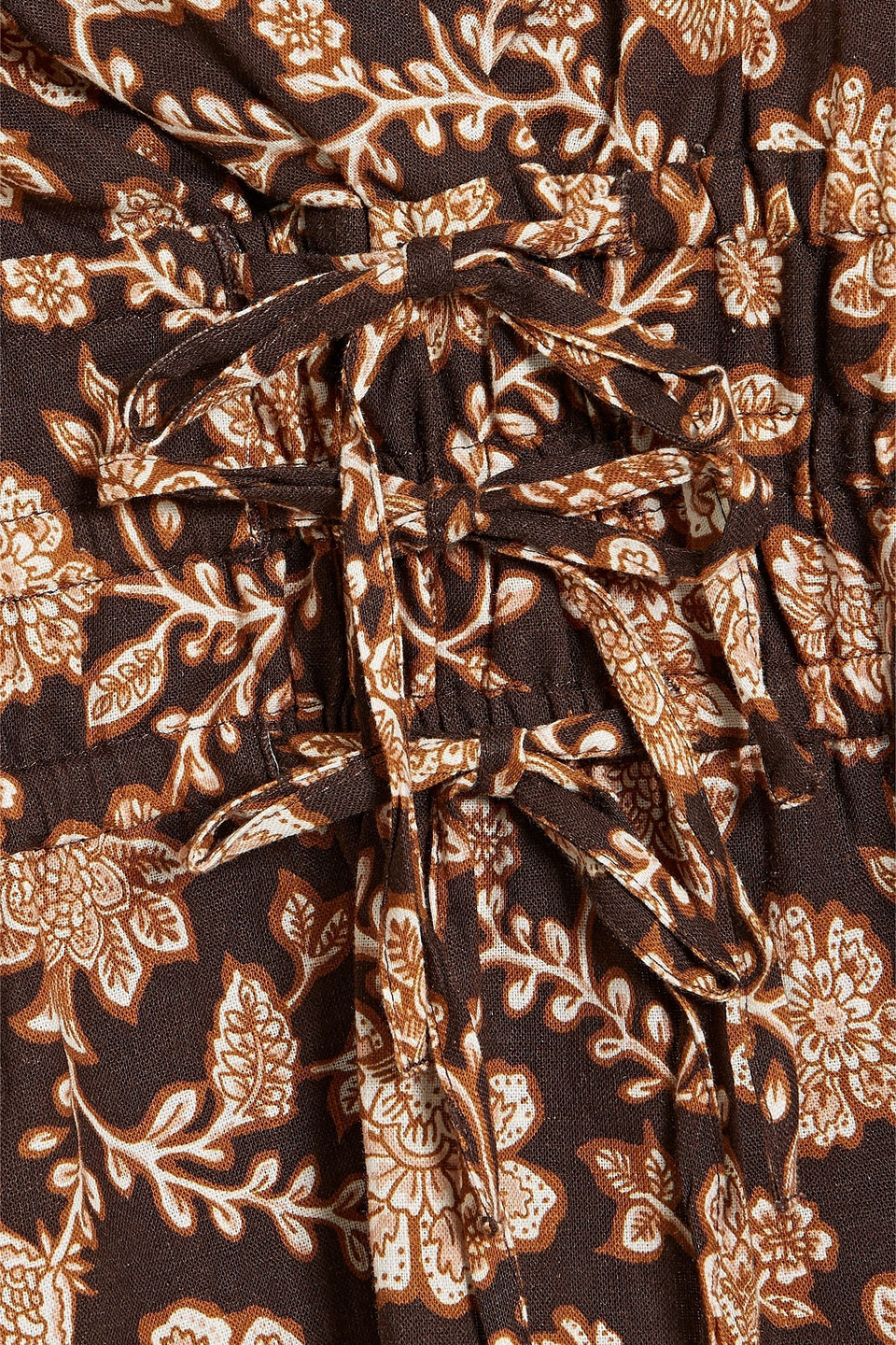 Shop Derek Lam 10 Crosby Rhea Wrap-effect Printed Linen-blend Top In Chocolate