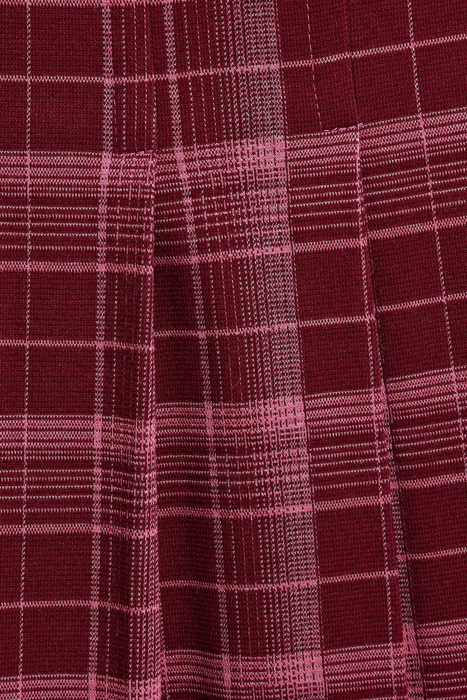 Marni Pleated Checked Jersey Midi Dress In Claret