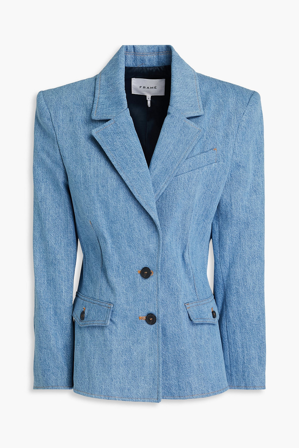 Frame The Femme Denim Blazer In Mid Denim