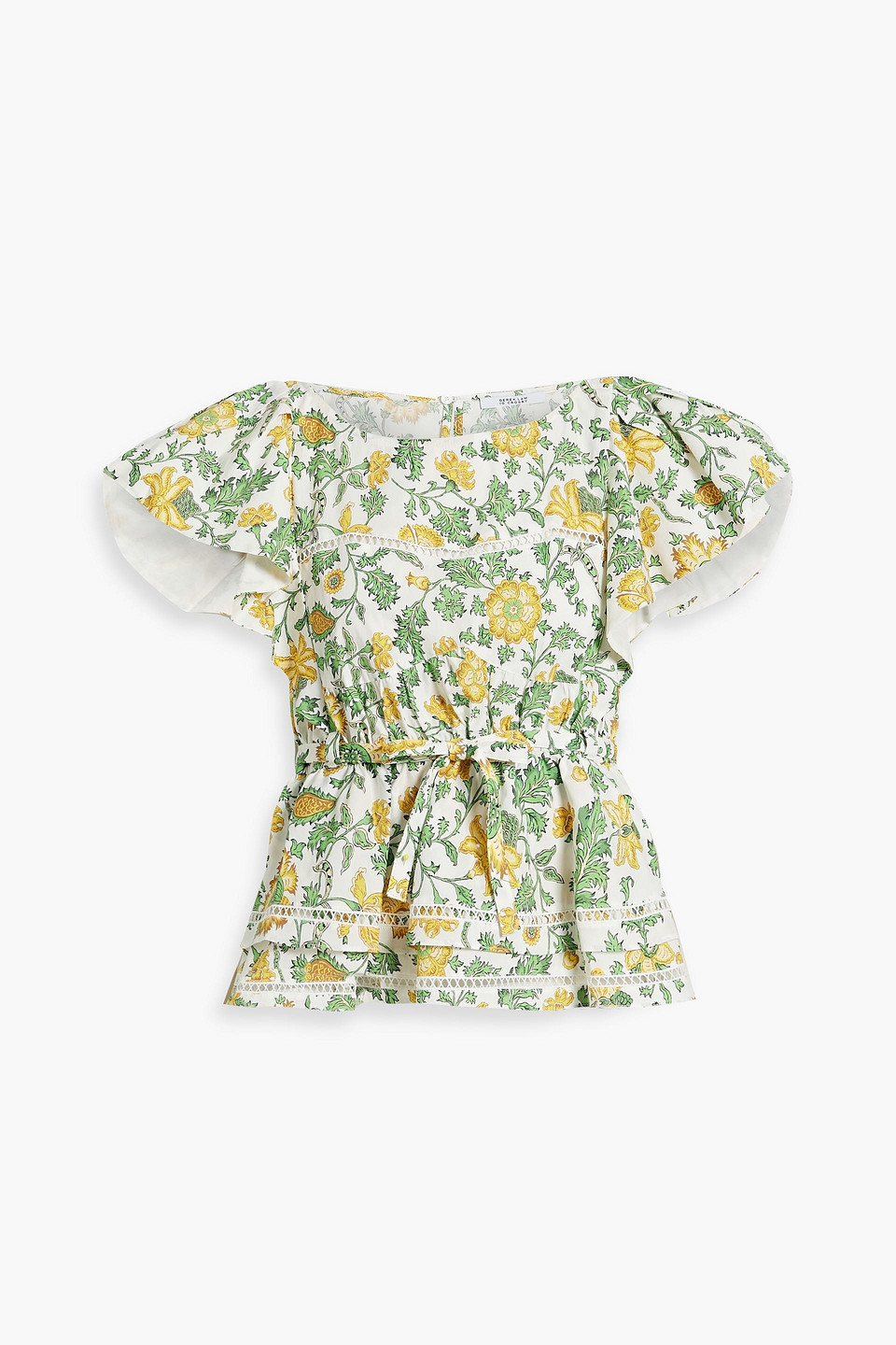 Derek Lam 10 Crosby Delphine Ruffled Floral-print Cotton-blend Poplin Top In Yellow