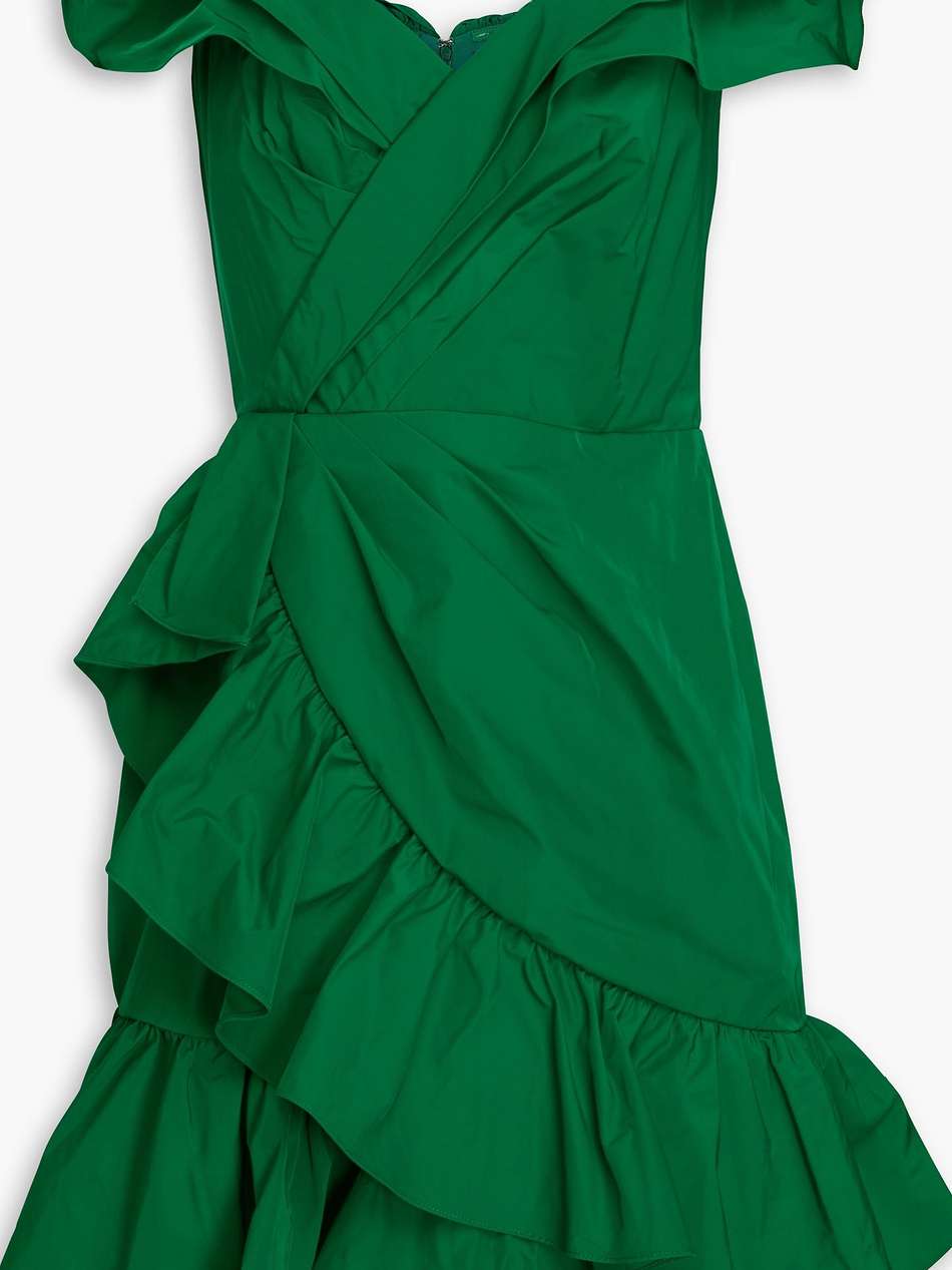 off-the-shoulder ruffled faille mini dress
