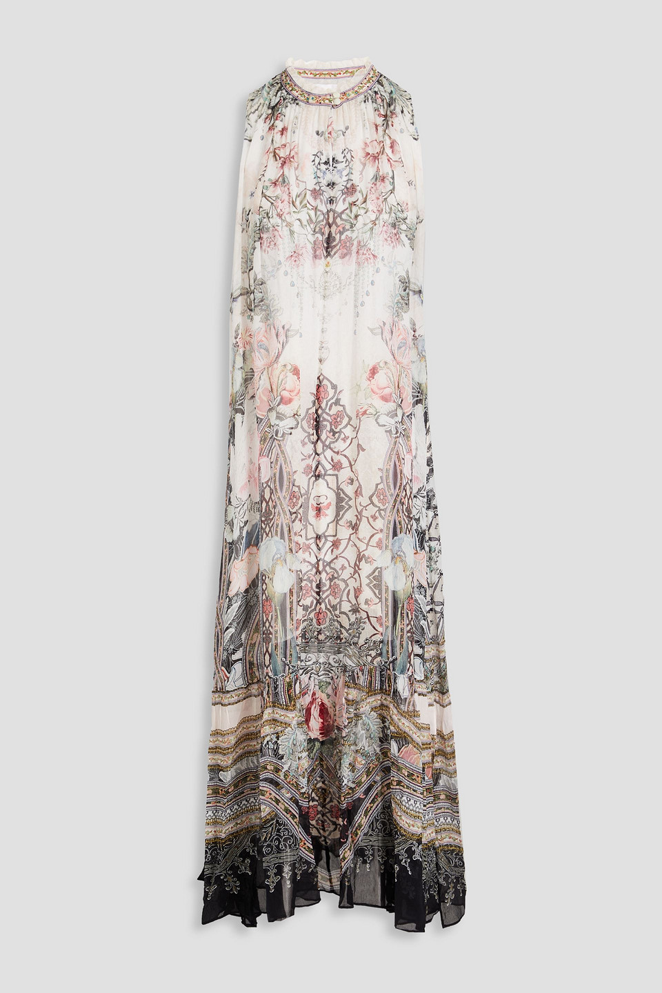 Camilla Crystal-embellished Printed Silk-crepon Maxi Dress In Antique Rose