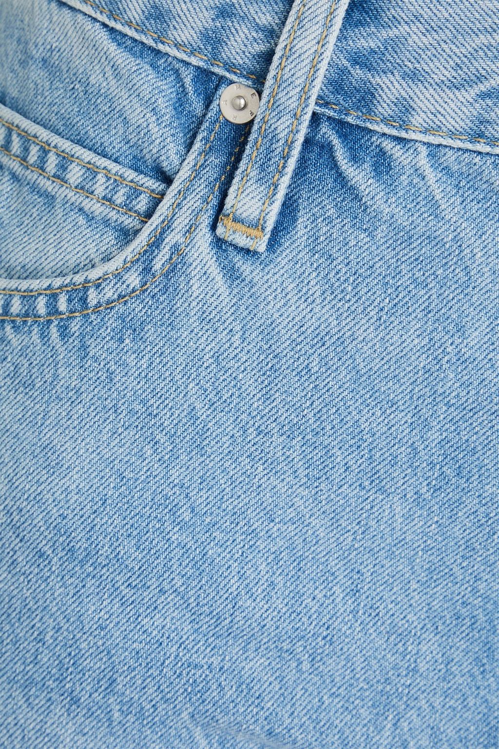 FRAME Cropped faded high-rise tapered jeans