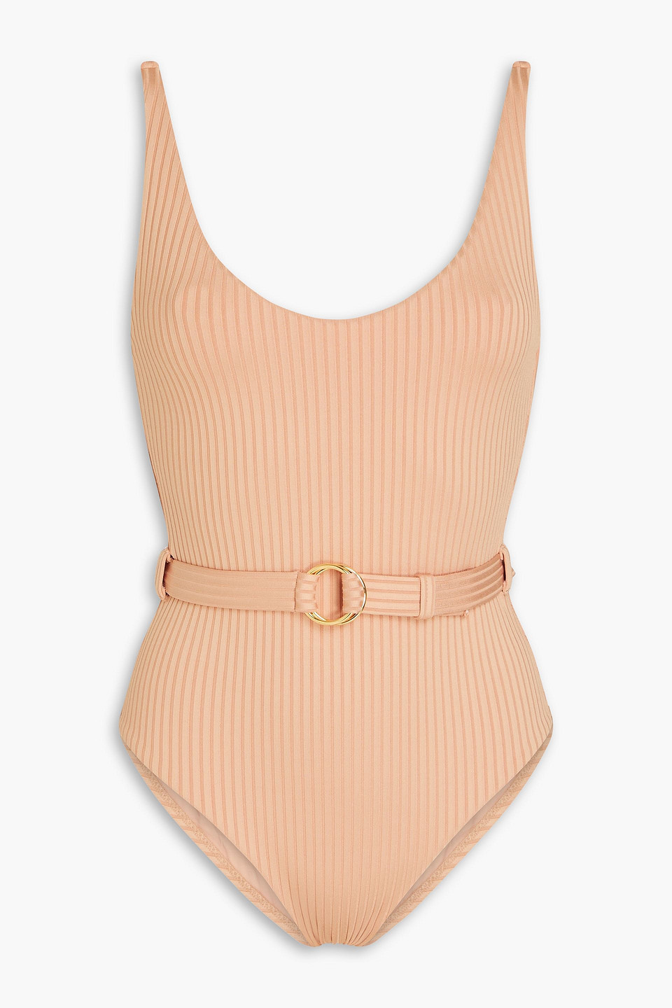 Melissa Odabash St. Tropez Belted Ribbed Swimsuit In Neutral