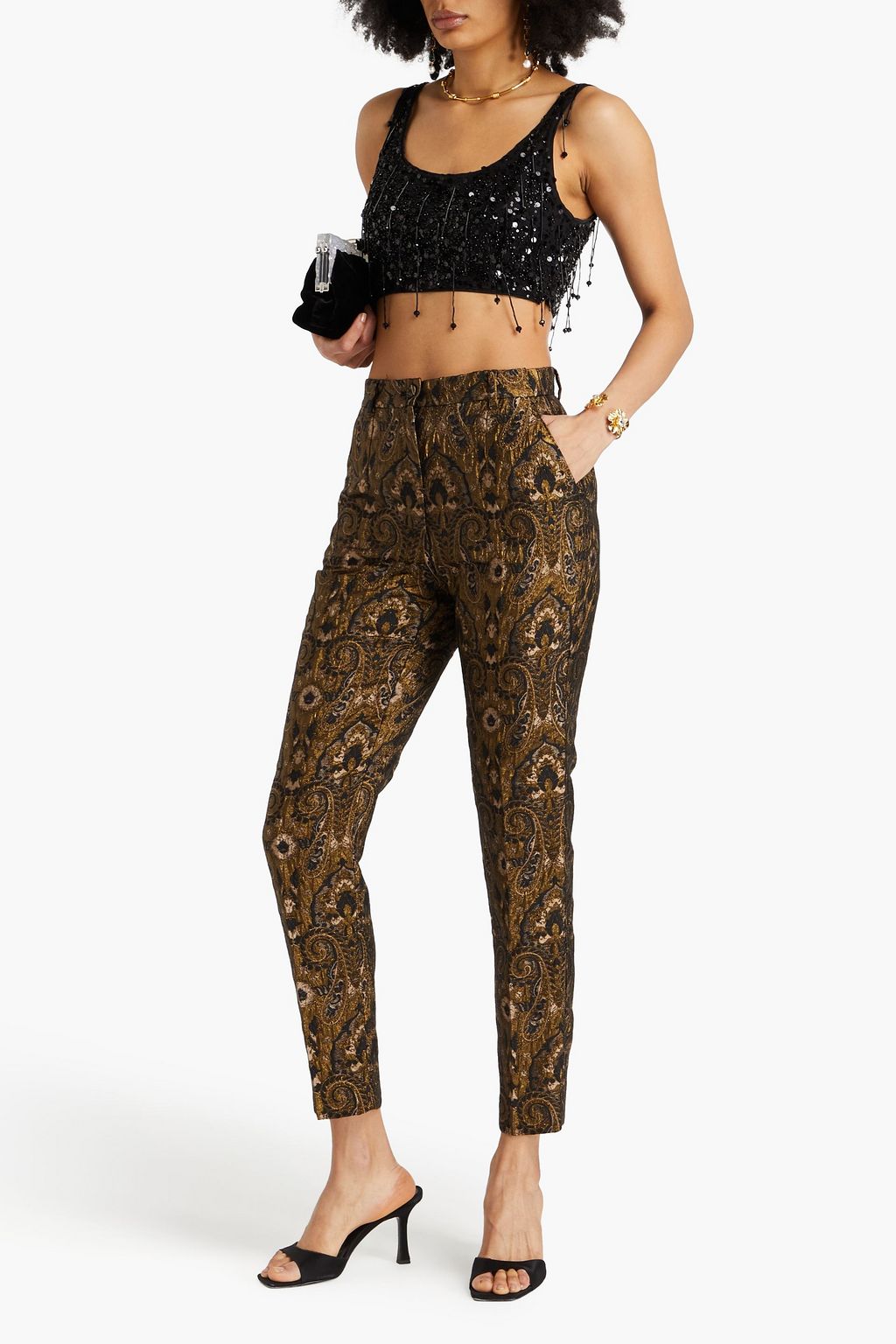 Metallic Brocade Floral Pant