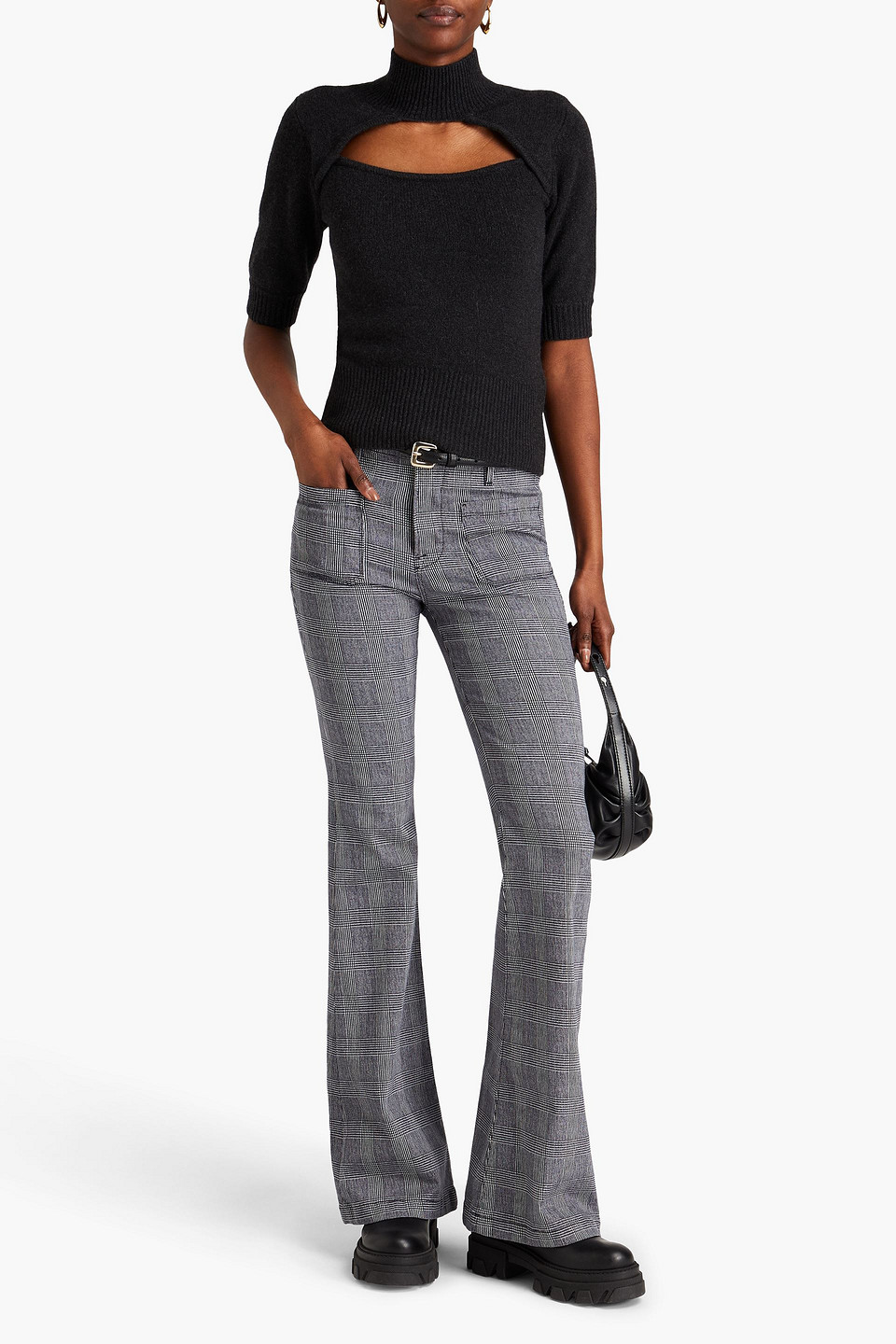 Frame Chea Cutout Cashmere Top In Charcoal