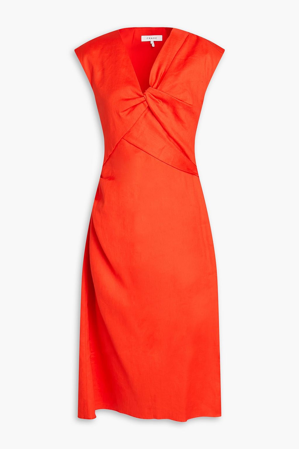 FRAME Twisted twill midi dress THE OUTNET