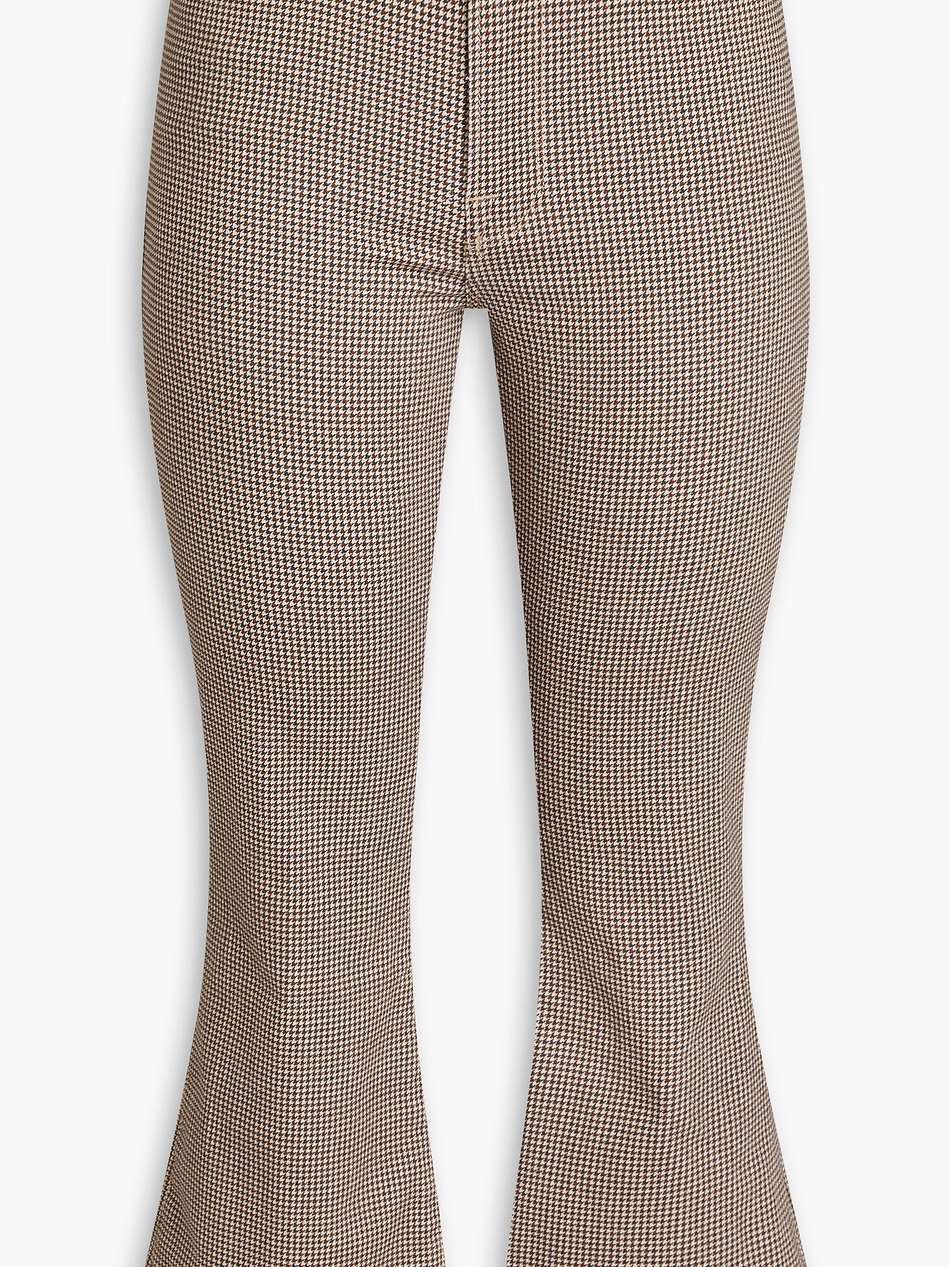 le crop flare houndstooth cotton-blend jacquard kick-flare pants