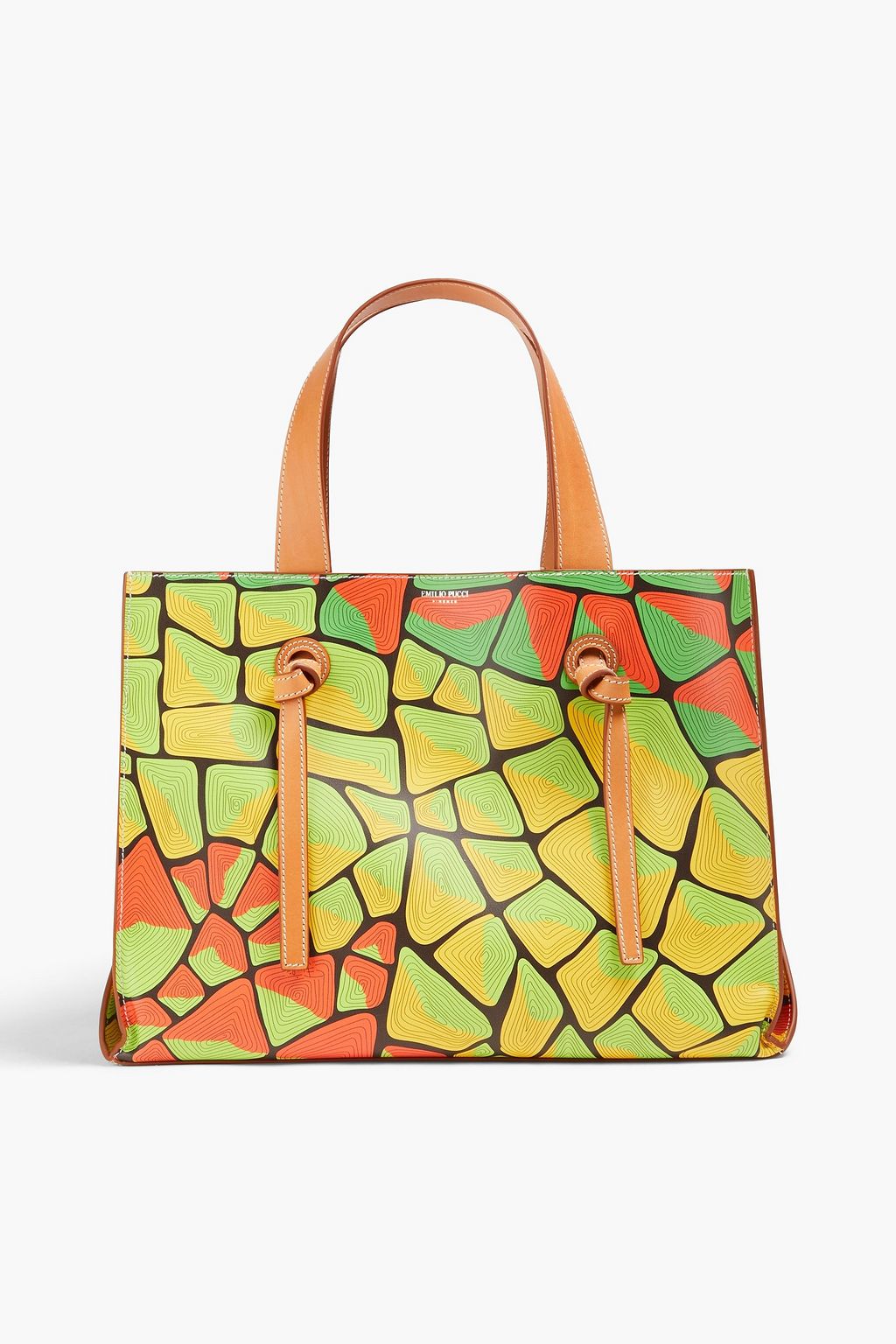 Printed leather tote