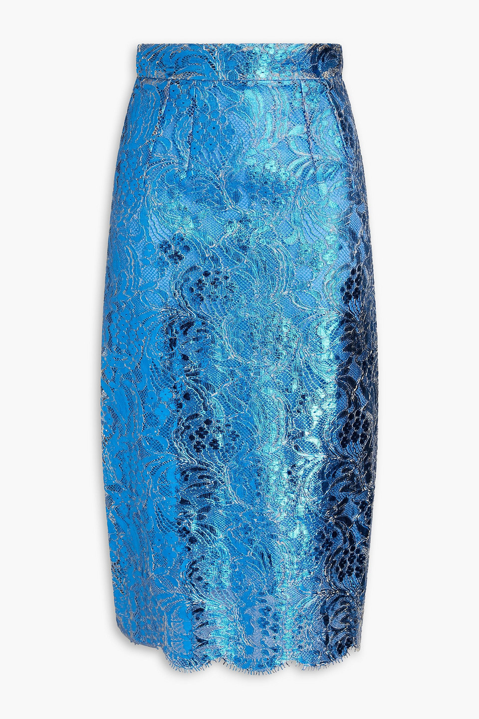 Dolce&Gabbana Metallic coated corded lace midi pencil skirt