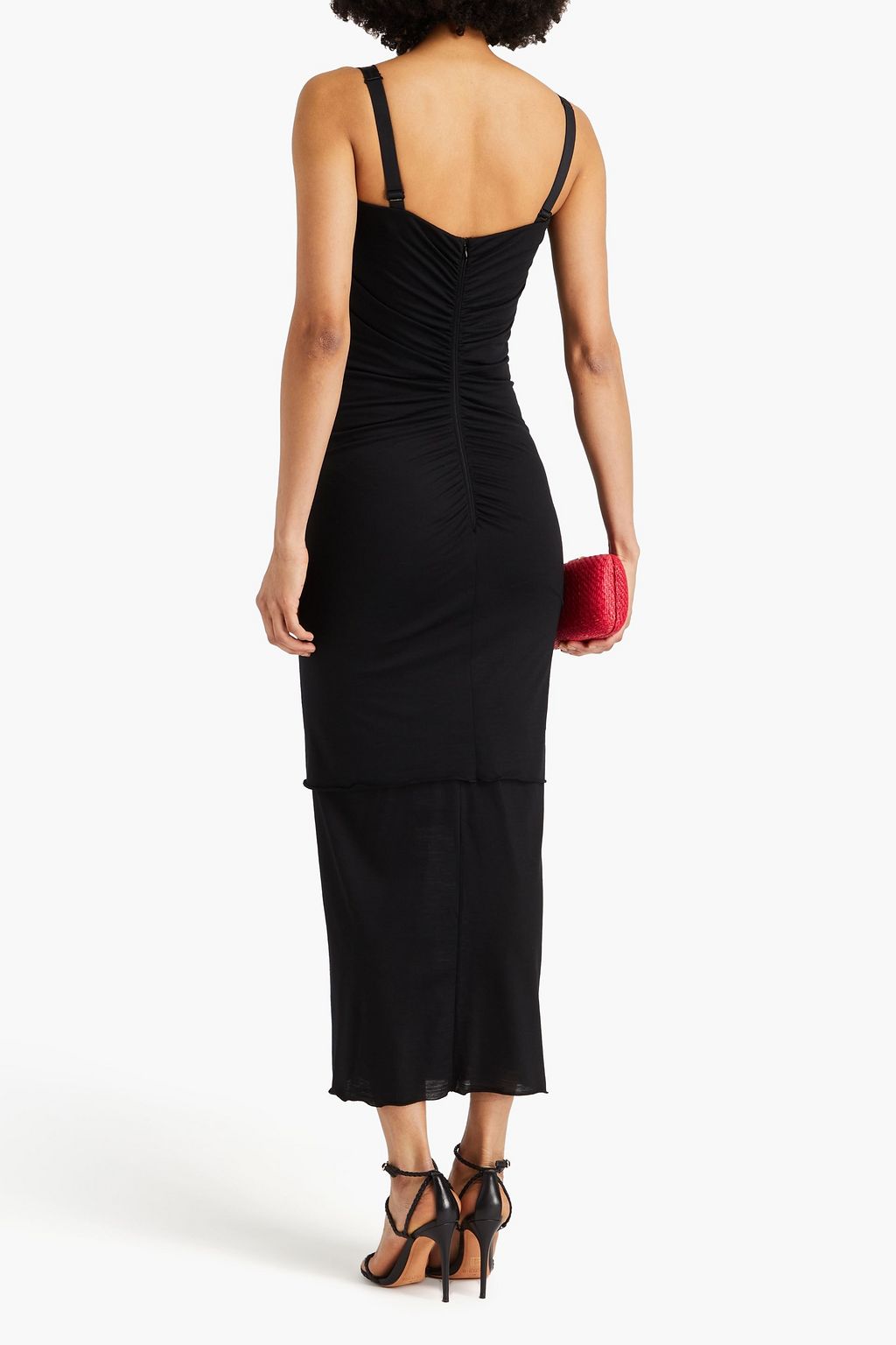 DOLCE&GABBANA Maxikleid aus Woll-Jersey mit Applikationen