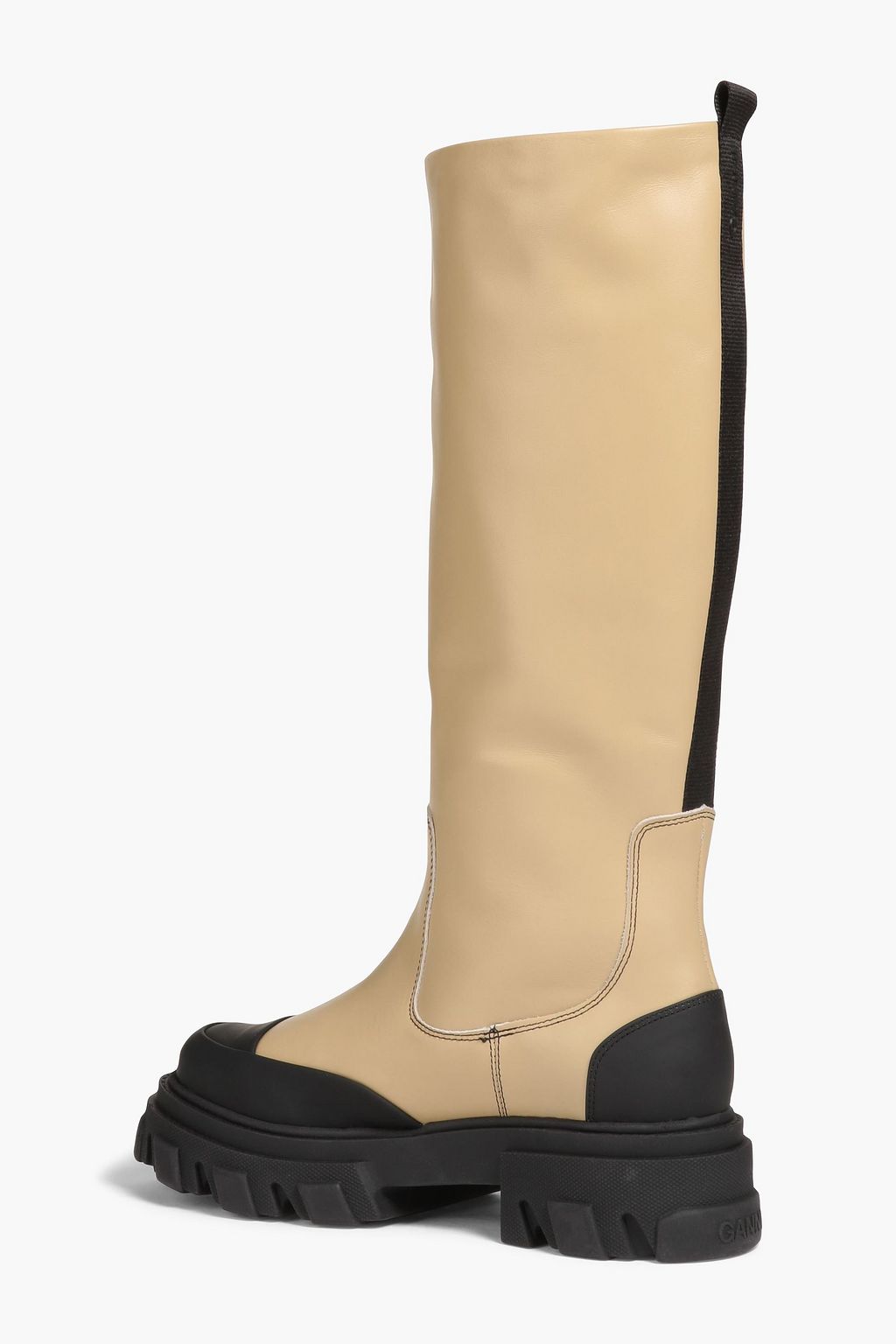 GANNI Kniehohe Stiefel aus zweifarbigem Leder