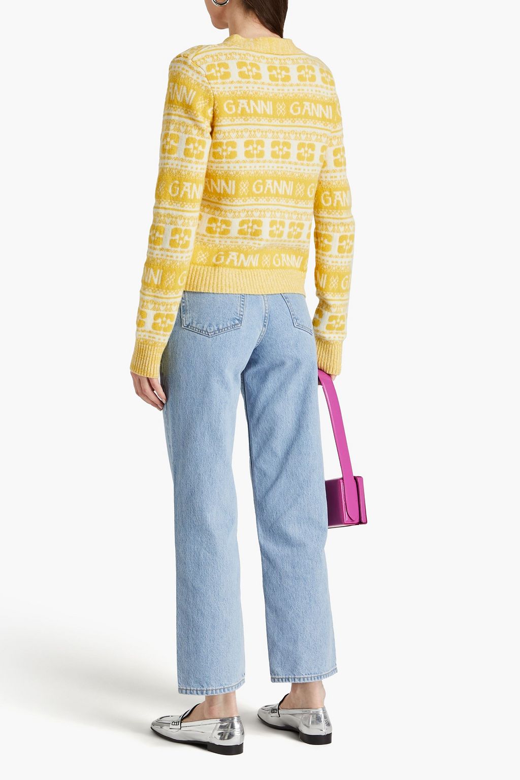 GANNI Intarsia-knit cardigan