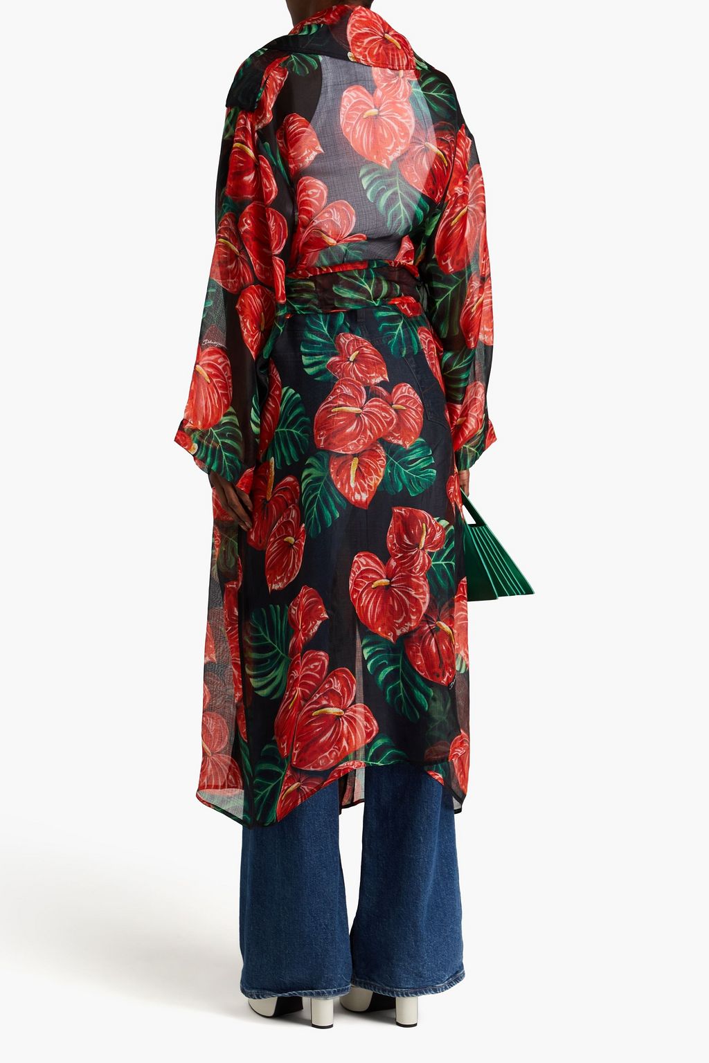 DOLCE&GABBANA Floral-print silk-organza trench coat