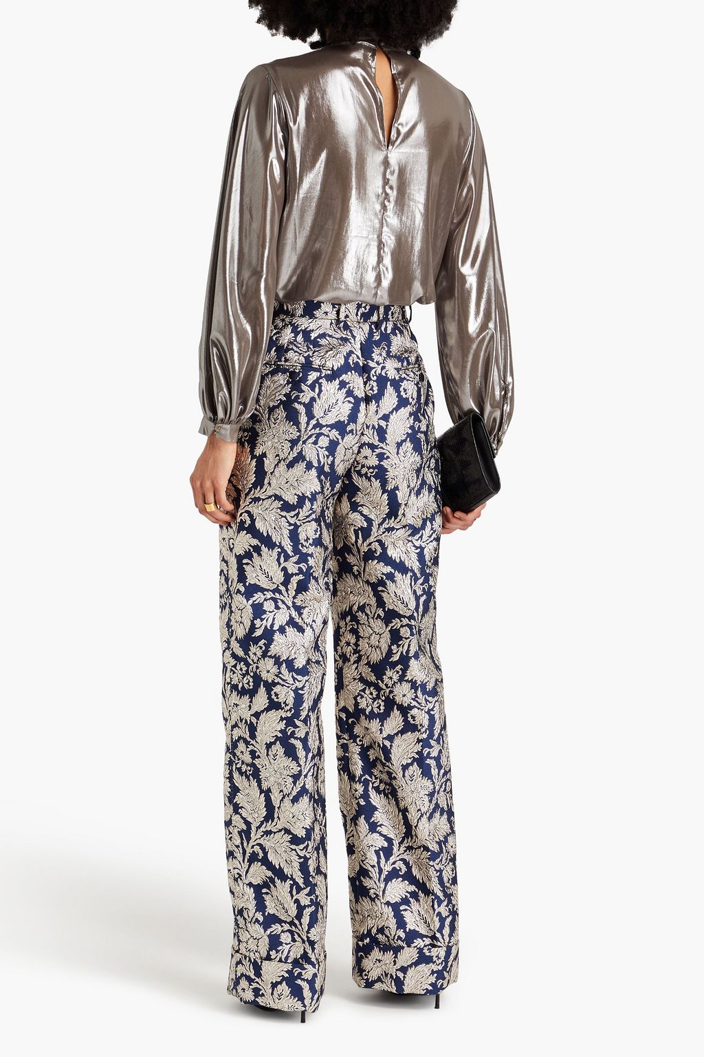 DOLCE&GABBANA Hose mit weitem Bein aus Brokat mit Metallic-Effekt