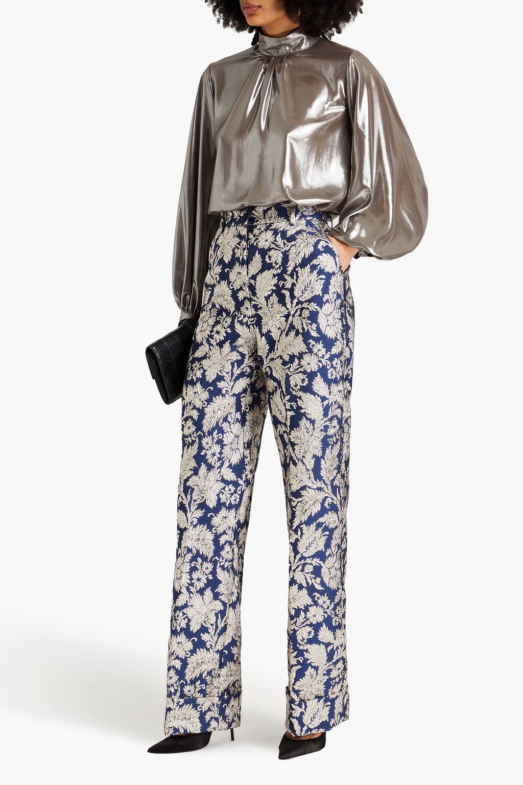 DOLCE&GABBANA Hose mit weitem Bein aus Brokat mit Metallic-Effekt