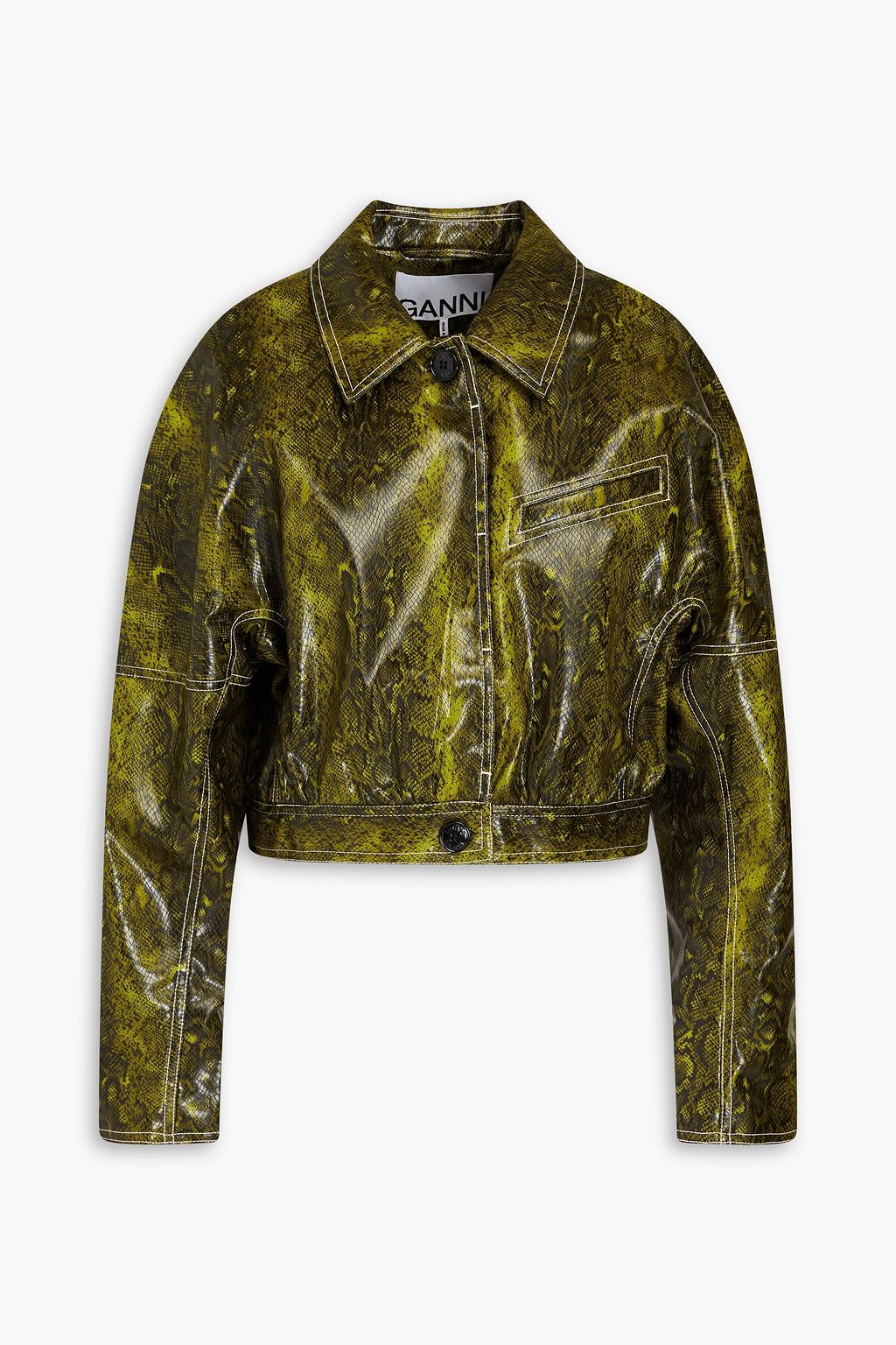 Cropped vegan leather jacket clearance