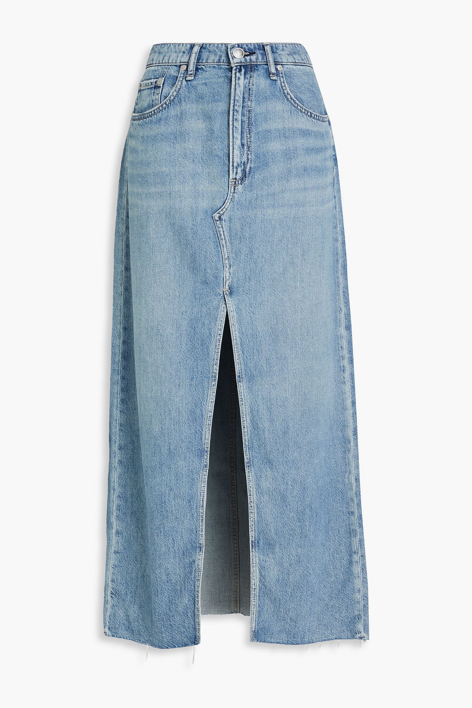 Shop Rag & Bone Avery Frayed Denim Maxi Skirt In Light Denim