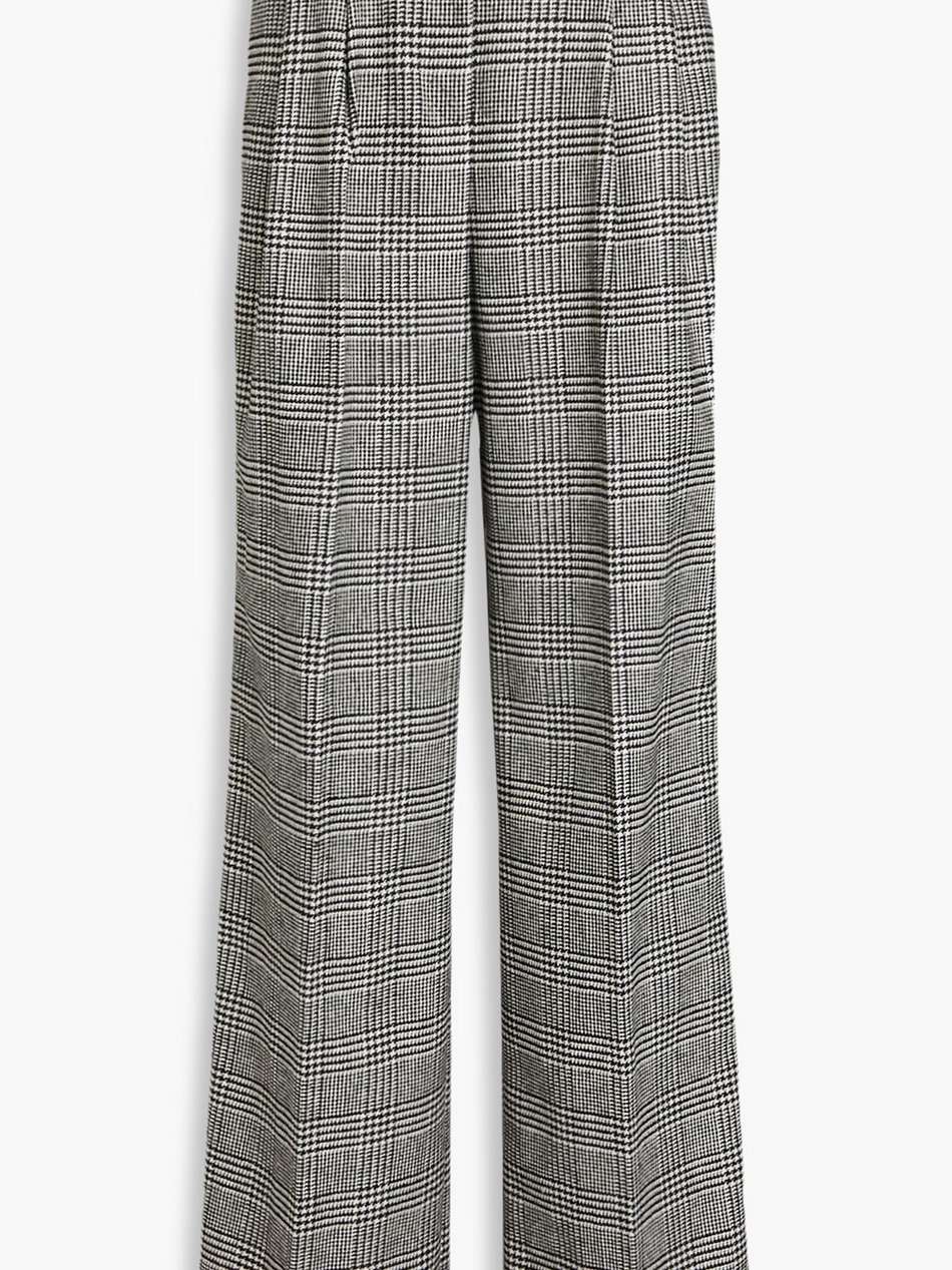 prince of wales checked flannel wide-leg pants