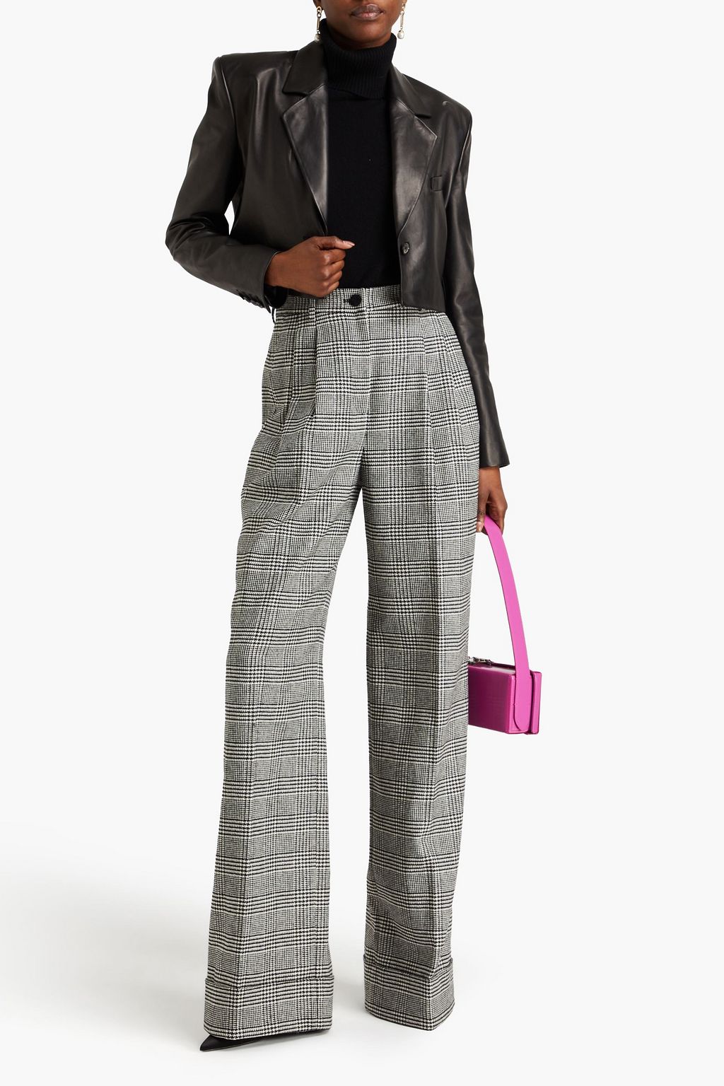 DOLCE&GABBANA Prince of Wales checked flannel wide-leg pants