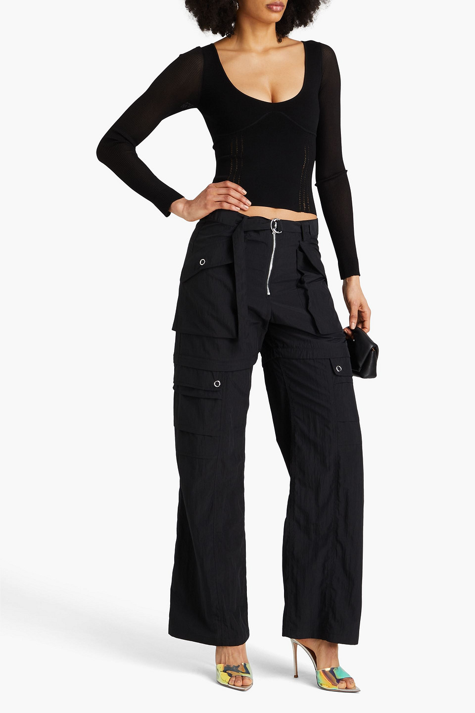 Simkhai Cedar Ribbed-knit Top In Black