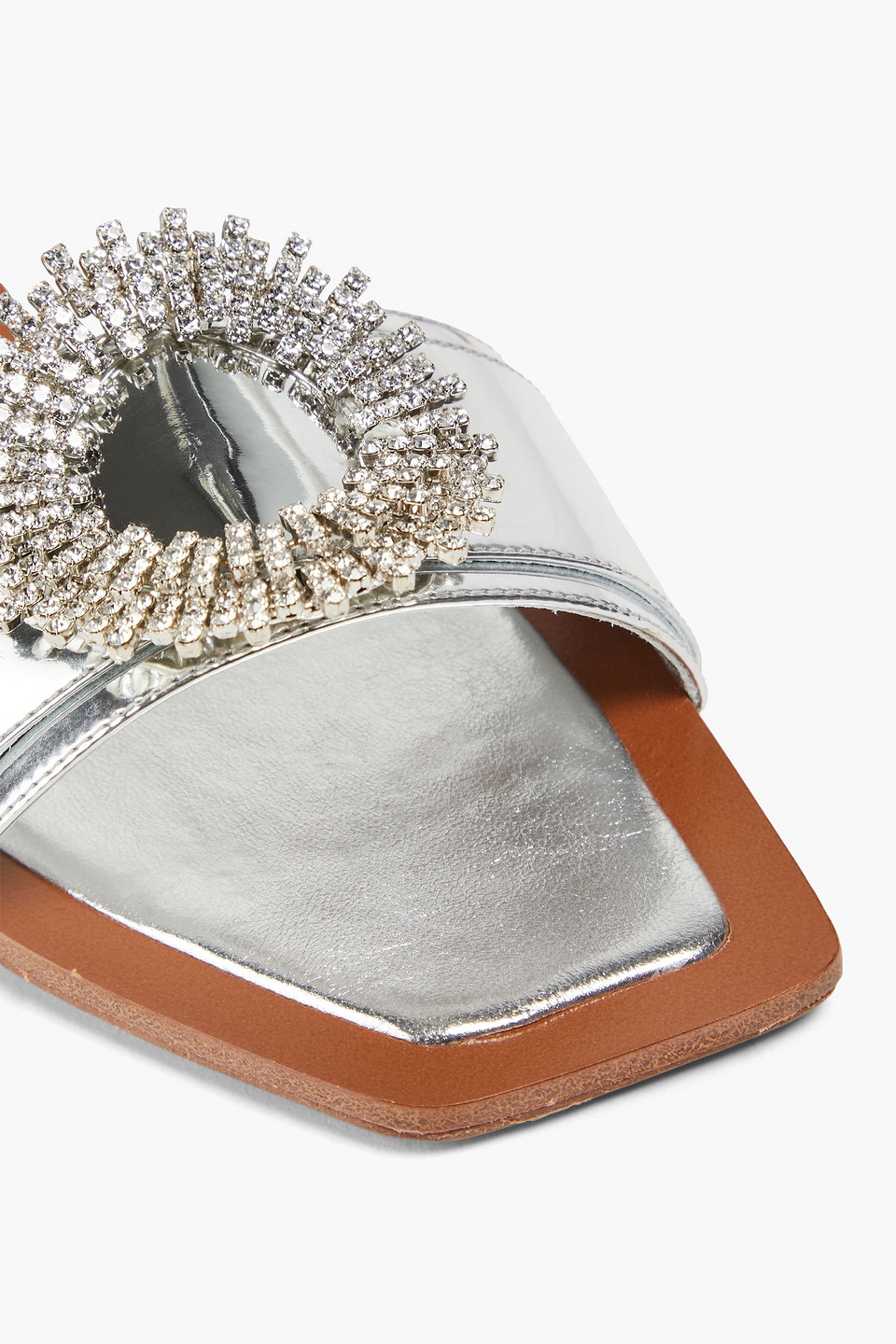 Alexandre Birman Madelina Summer Embellished Mirrored-leather Sandals In Silver