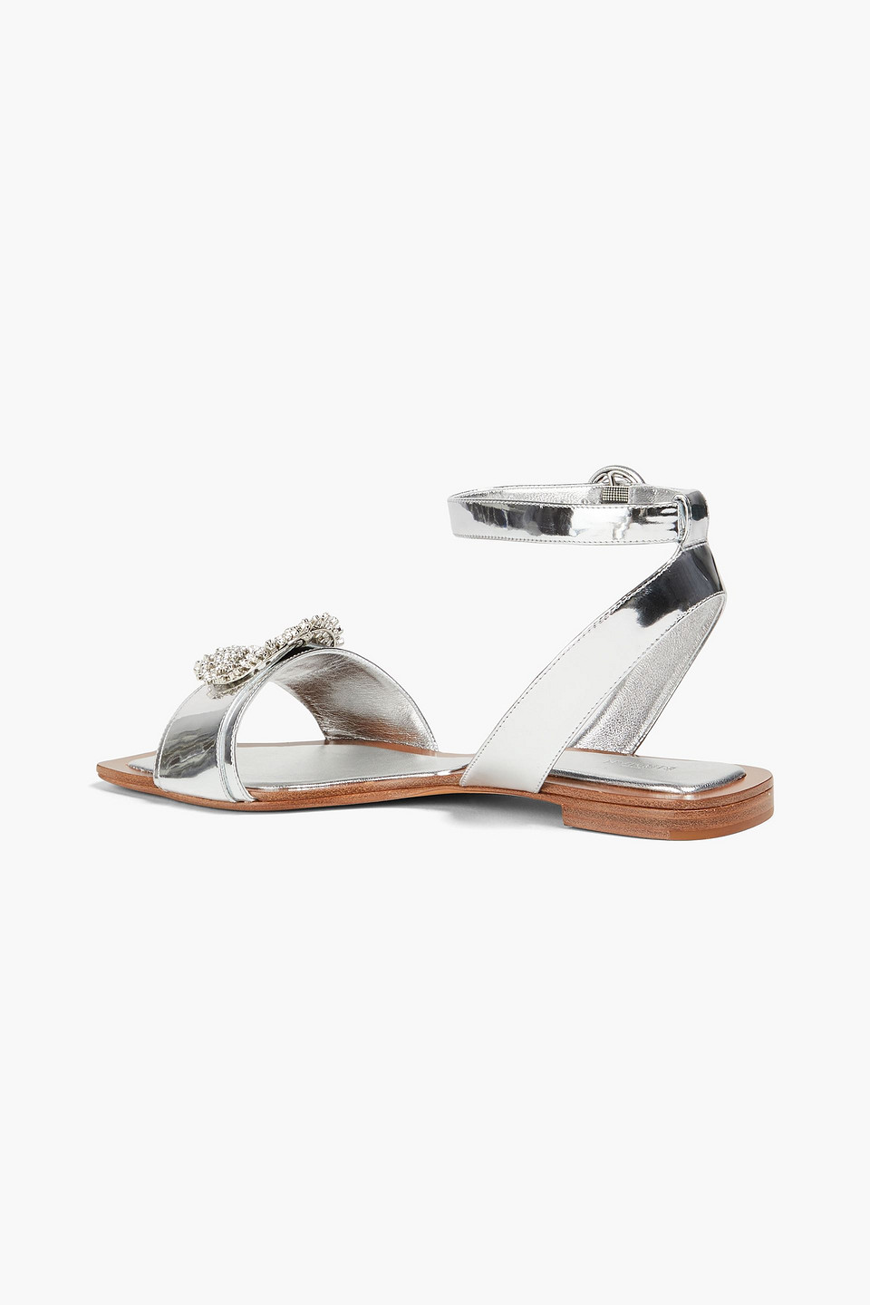 Shop Alexandre Birman Madelina Summer Embellished Mirrored-leather Sandals In Silver