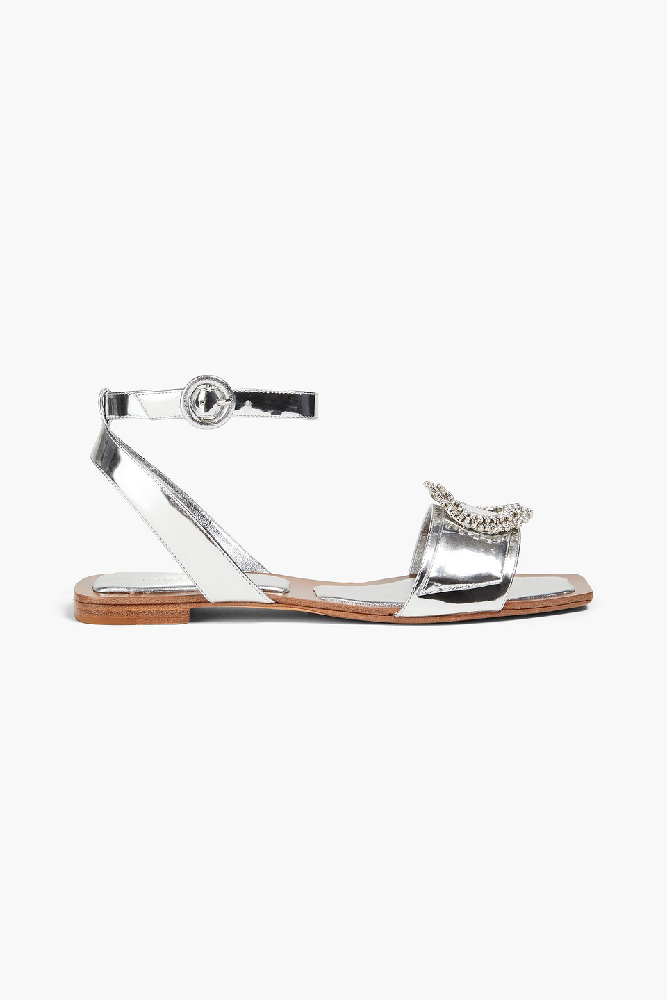 Alexandre Birman Madelina Summer Embellished Mirrored-leather Sandals In Silver