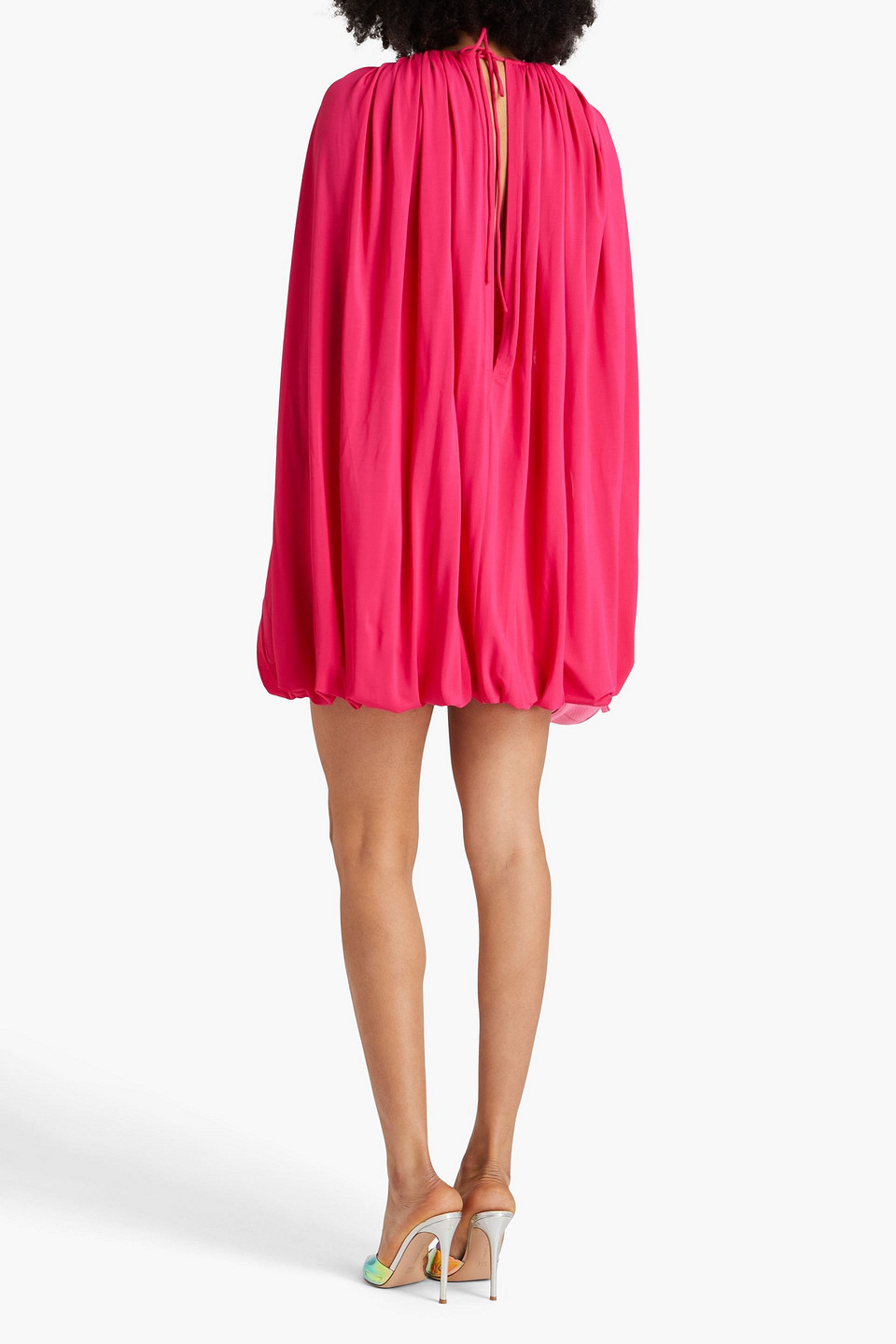 Simkhai Sorina Cape-effect Jersey Mini Dress In Fuchsia