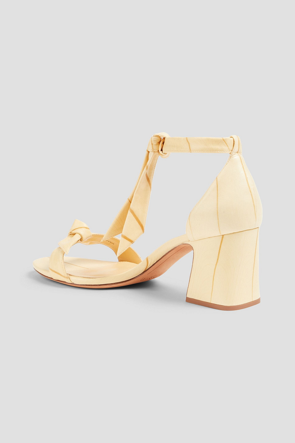 Shop Alexandre Birman Clarita Curve 60 Bow-detailed Printed Faux Leather Sandals In Cream