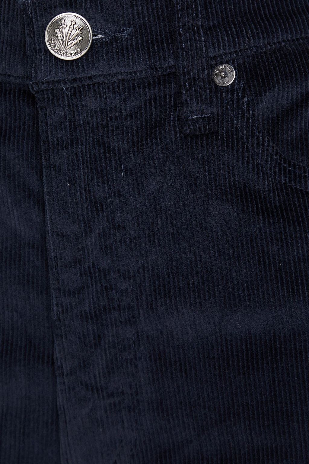 RAG & BONE بنطال ’’رين’’ قصير بأرجل مستقيمة من المخمل المضلّع المصنوع من مزيج من القطن