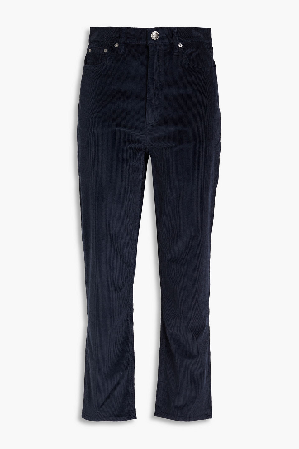 Rag & Bone Wren Cropped Cotton-blend Corduroy Straight-leg Pants In Midnight Blue