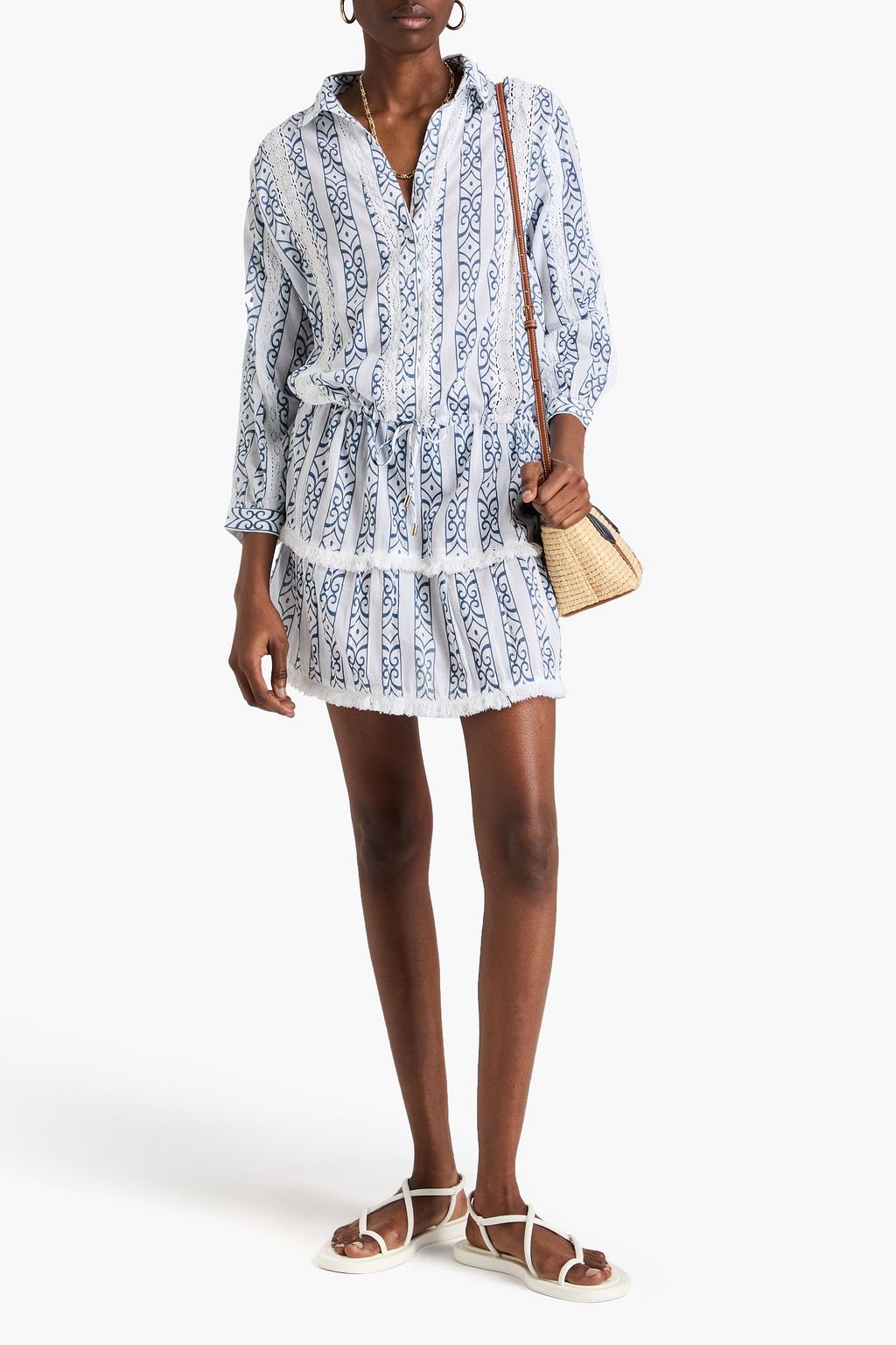 MELISSA ODABASH コットンボイル ミニワンピース プリント入り
