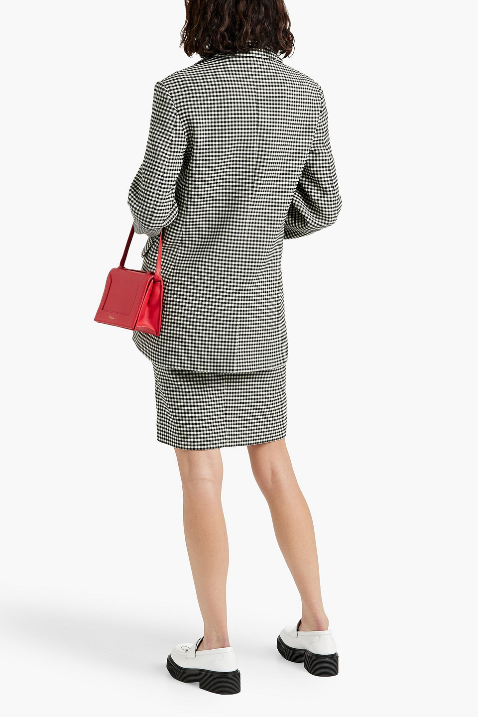 Shop Marni Checked Wool-blend Blazer In Black