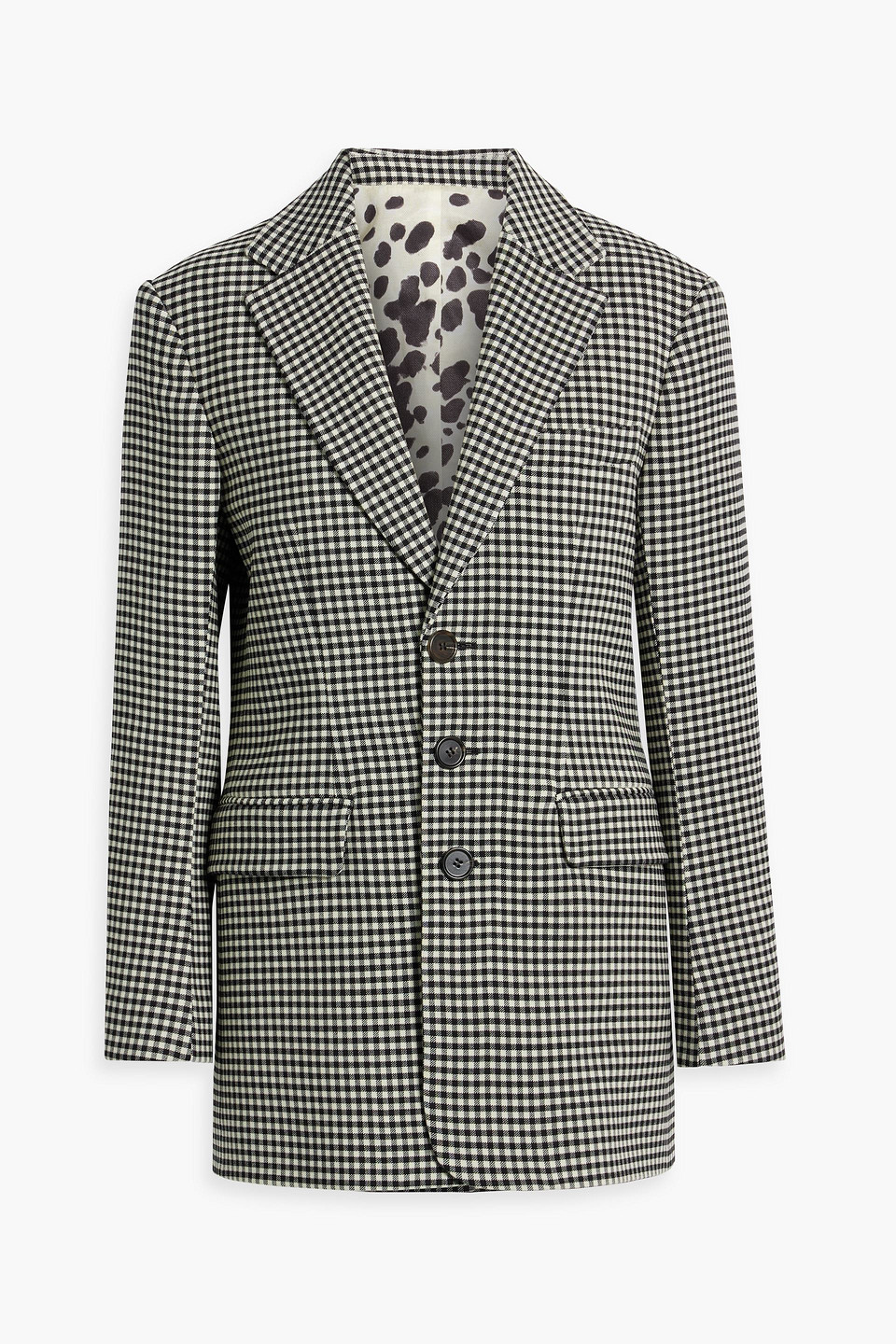 Shop Marni Checked Wool-blend Blazer In Black