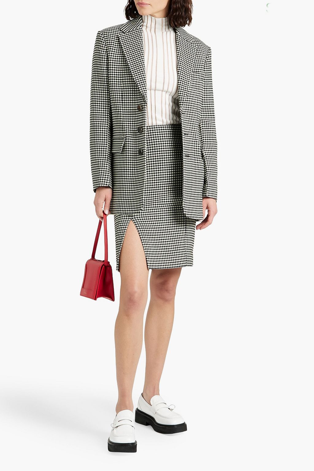 MARNI Gingham wool-blend skirt