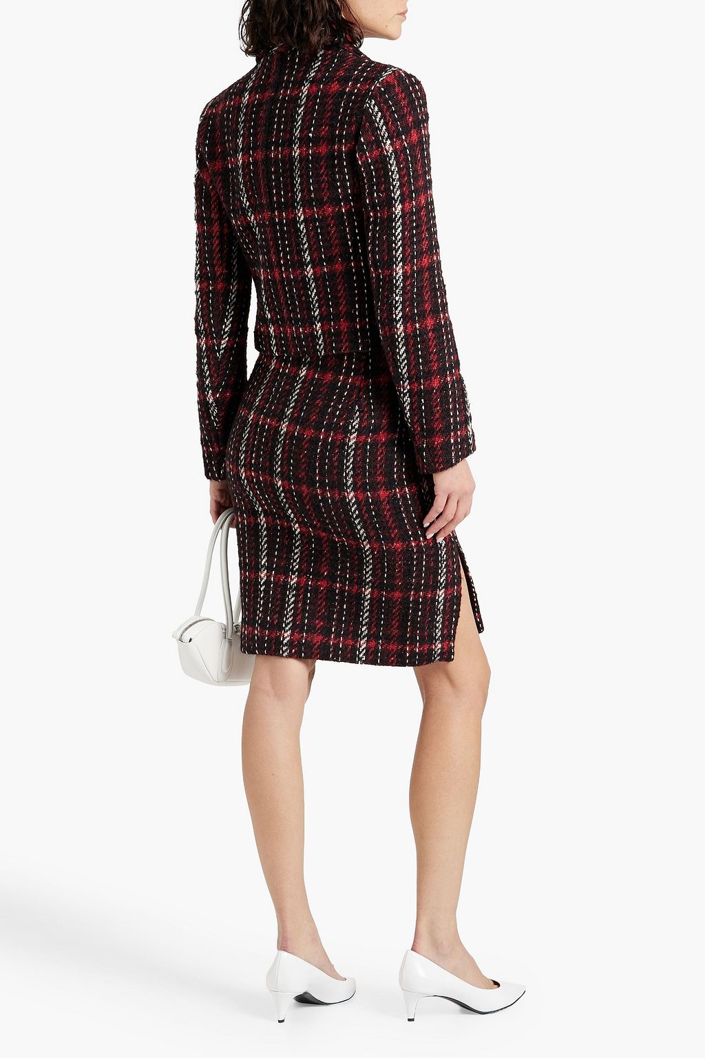 MARNI Checked wool-blend tweed skirt