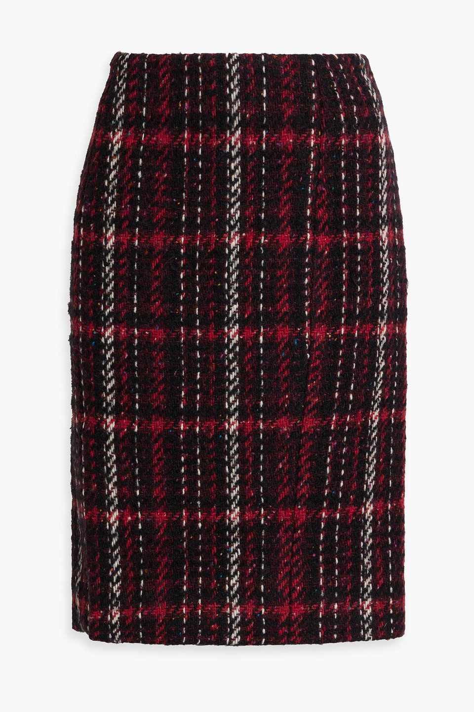 Marni Checked Wool-blend Tweed Skirt In Red