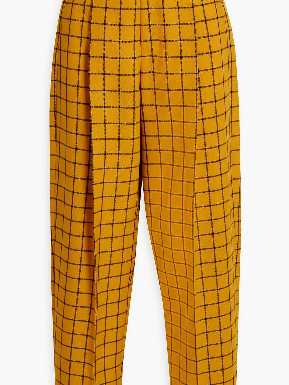 checked wool-jacquard tapered pants