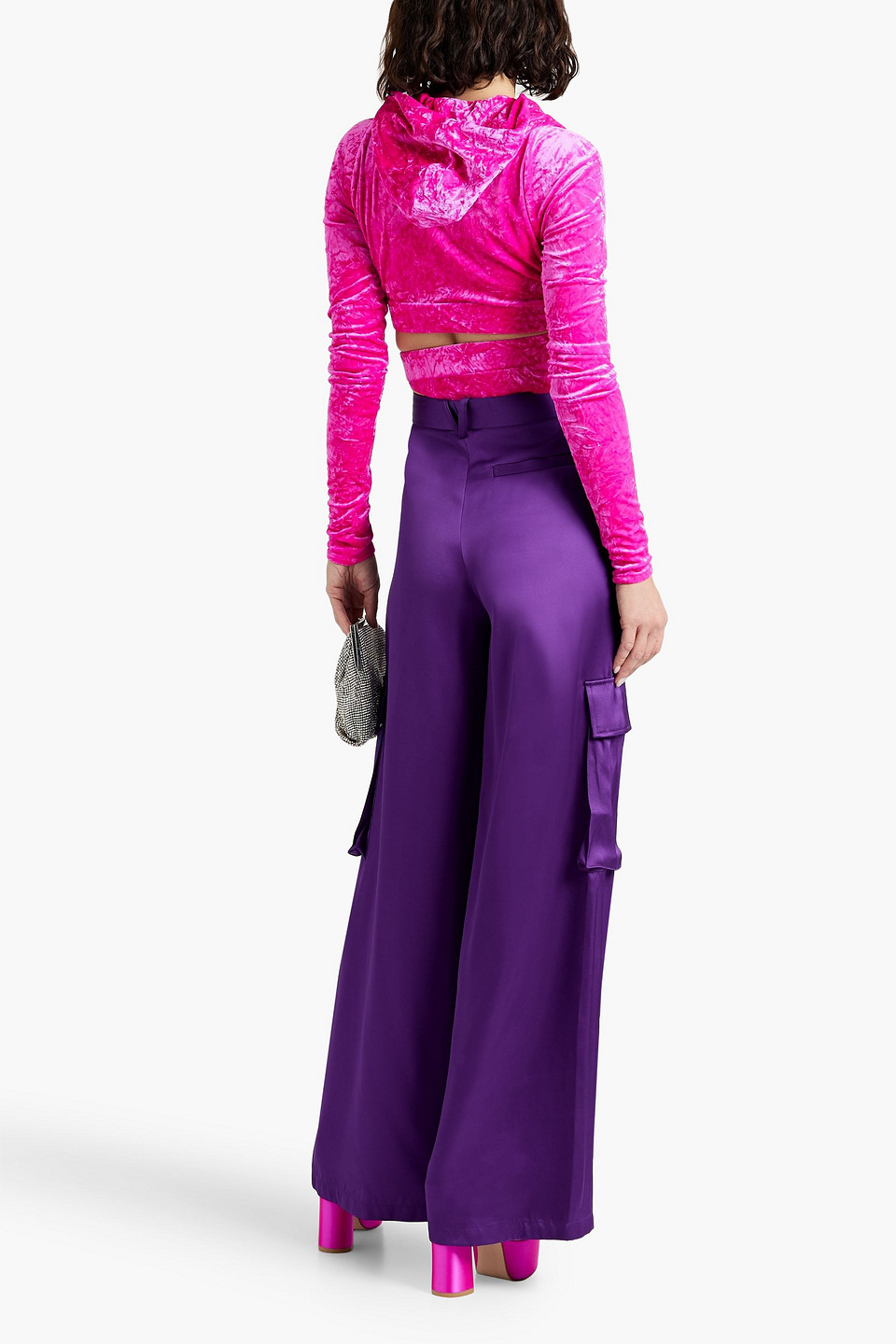 Shop Versace Satin-twill Cargo Pants In Purple