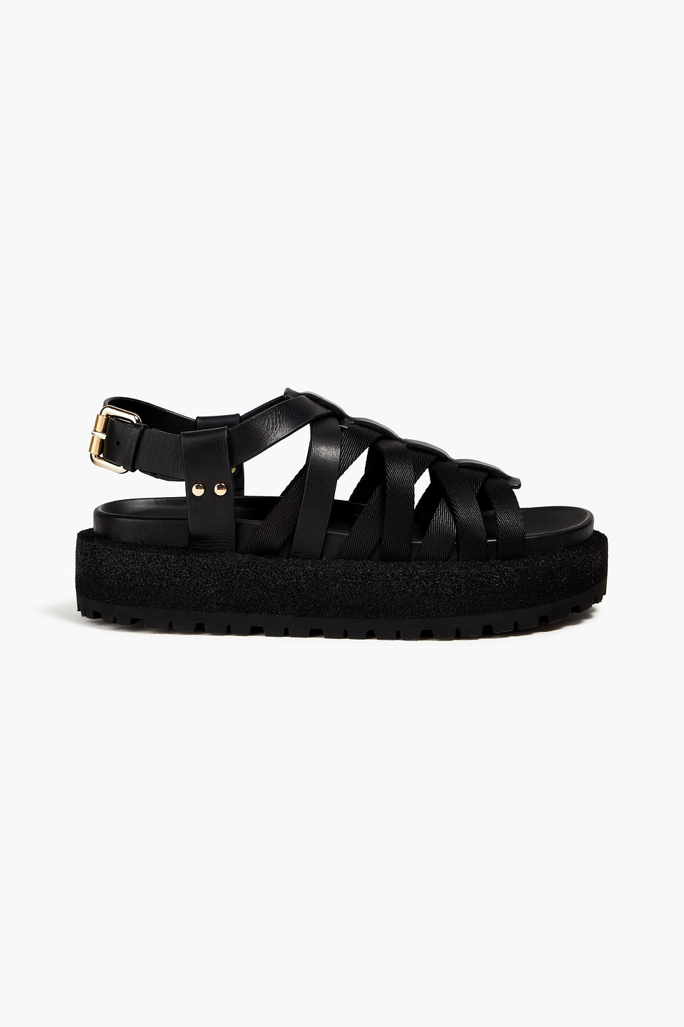 Shop Rag & Bone Park Grosgrain And Leather Platform Sandals In Black