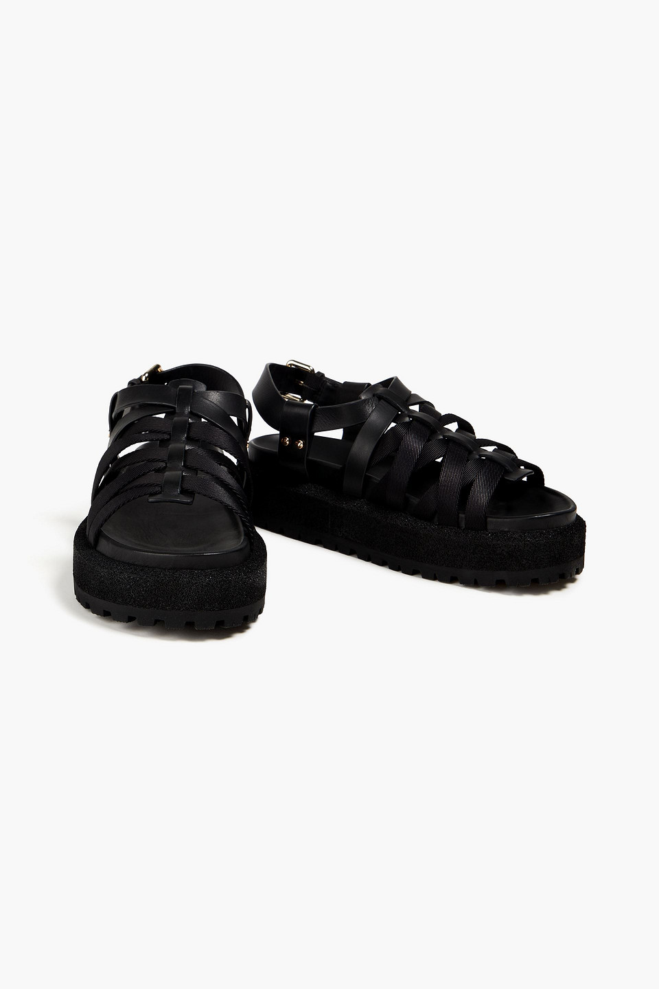 Shop Rag & Bone Park Grosgrain And Leather Platform Sandals In Black